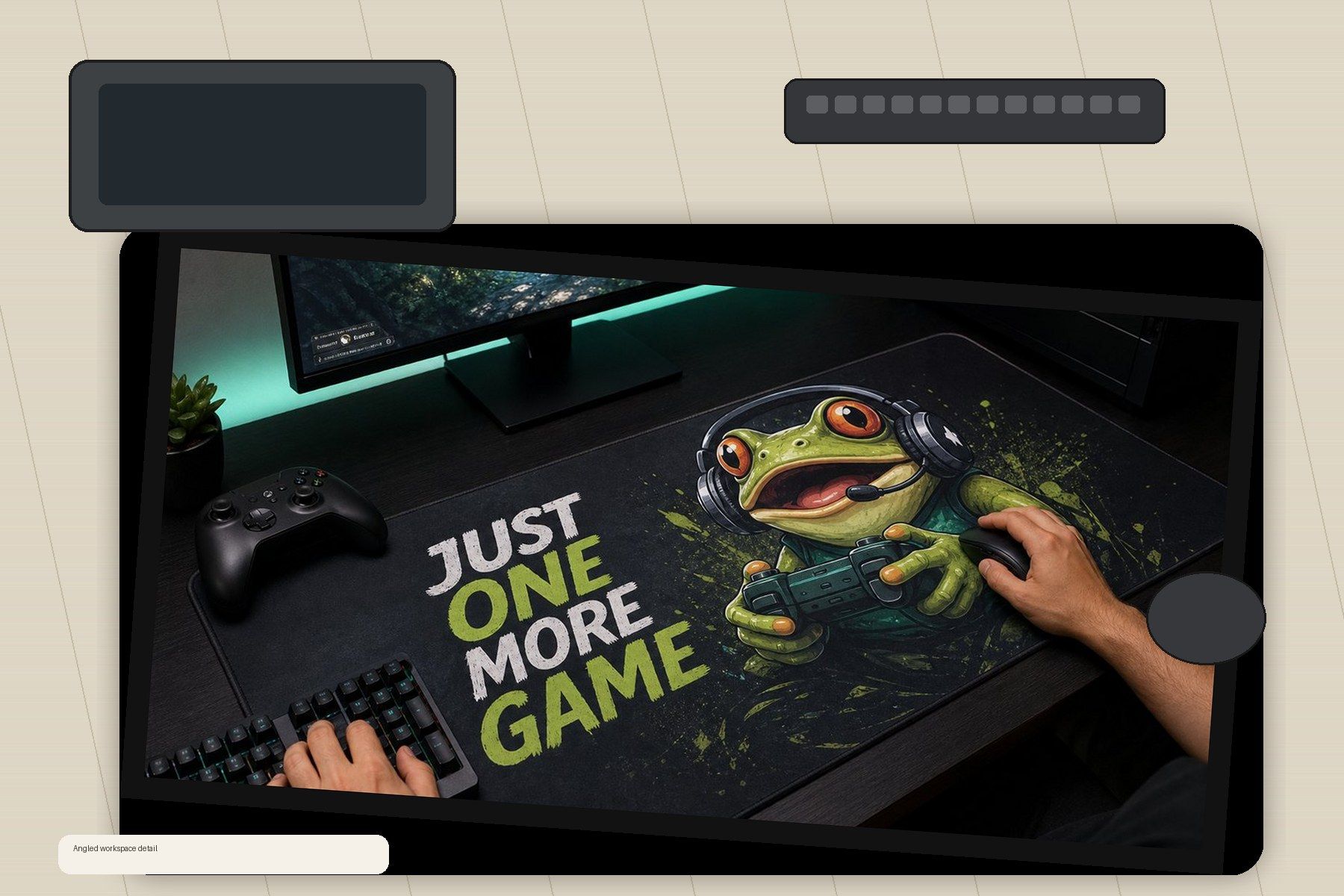 Frog Gamer Just One More Game Large Desk Mat – Gaming Mouse Pad for Office Setup, gaming / gamer gift product image 2