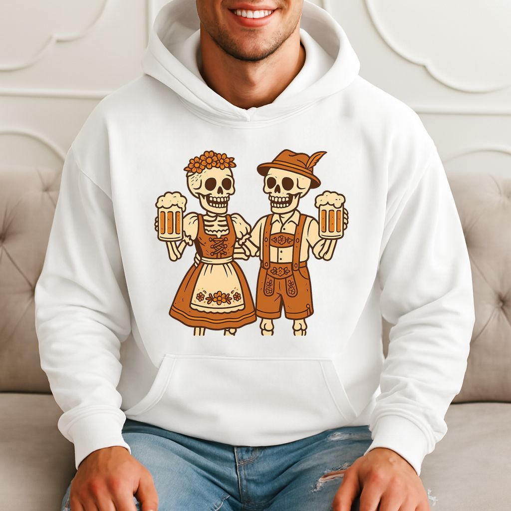 Raise A Stein With Skeletons: Oktoberfest Beer, Funny Halloween Hoodie product image 3