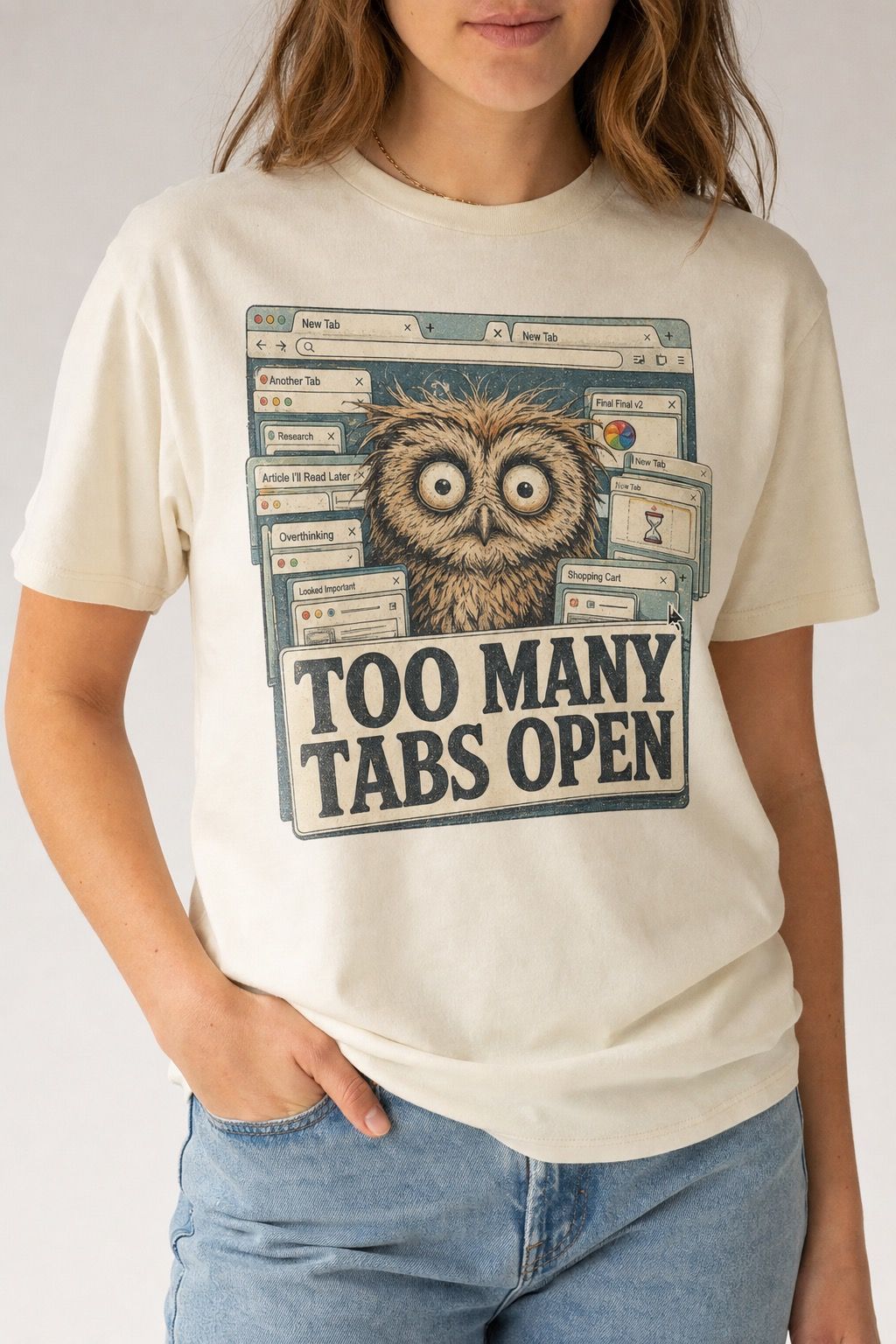 Too Many Tabs Open Owl T-Shirt product image 2