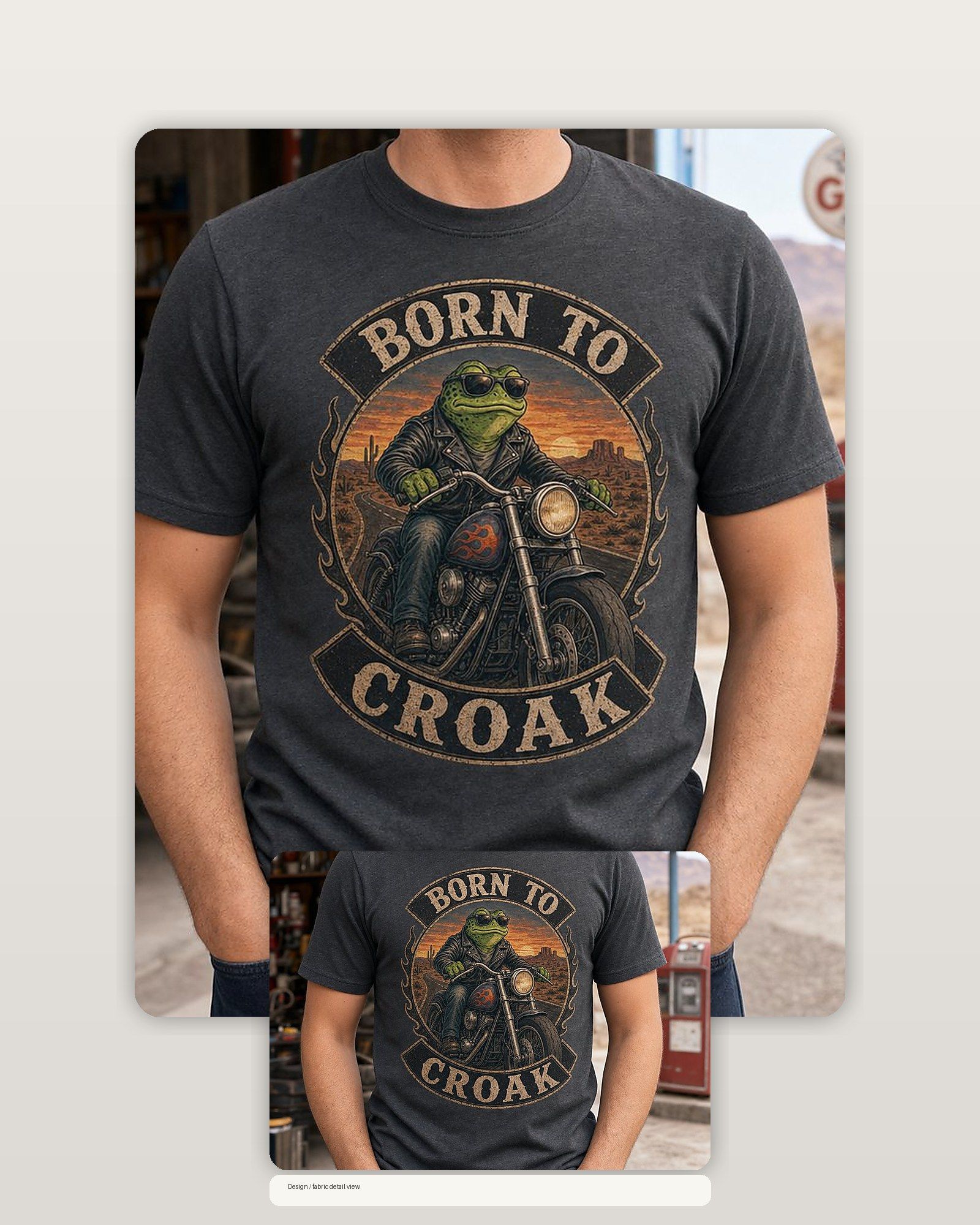Frog Biker Born To Croak T-Shirt product image 2
