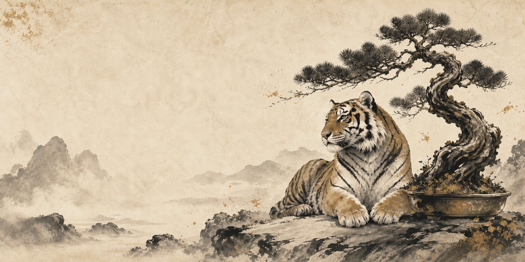 Tiger Bonsai Guardian Sumi Ink Desk Mat product image 1