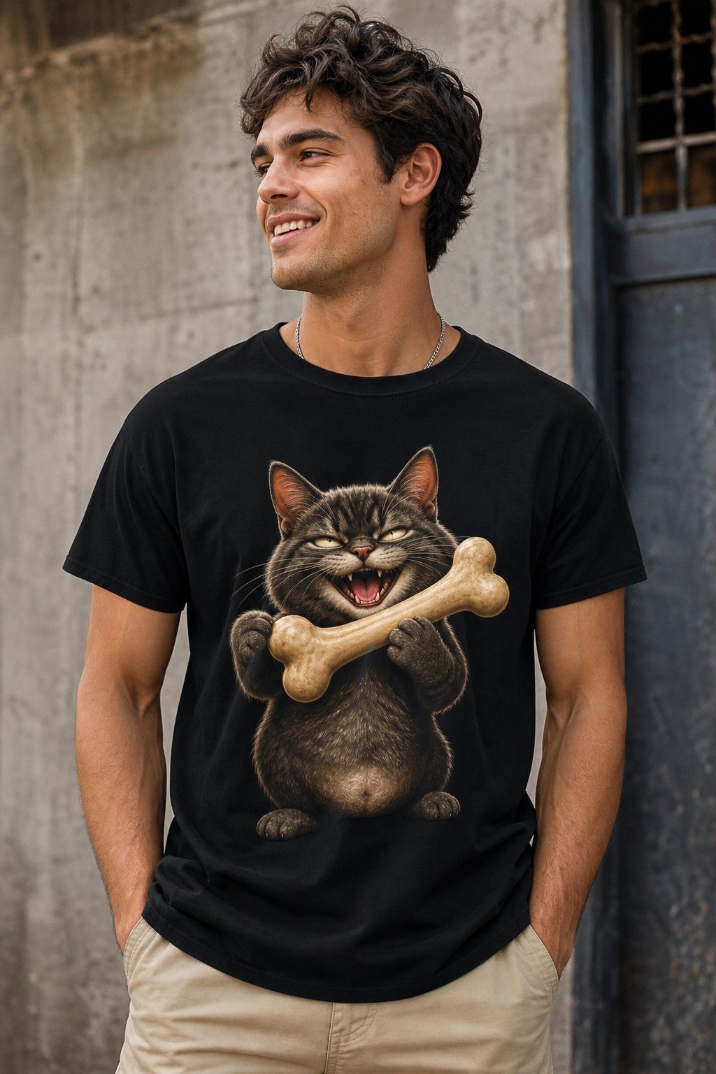 Funny Cat with a Bone - tshirt product image 1