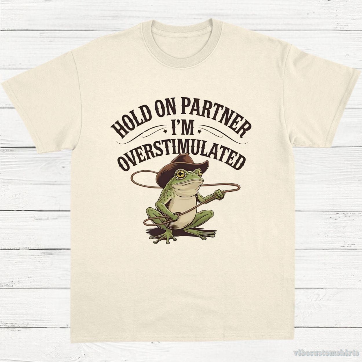 Hold On Partner I'm Overstimulated Western Frog T-Shirt product image 2