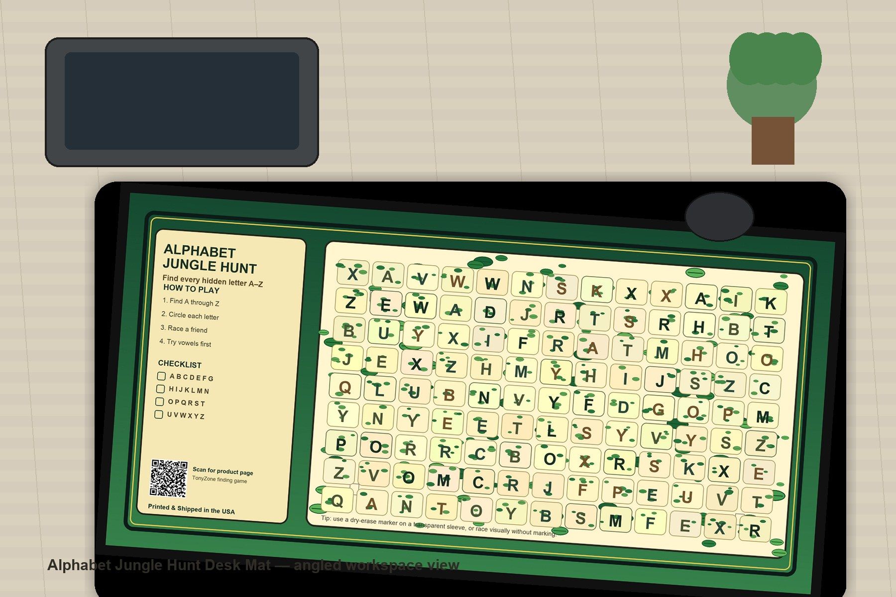 Alphabet Jungle Hunt Large Desk Mat – Gaming Mouse Pad for Office Setup, graphic art / gift product image 2
