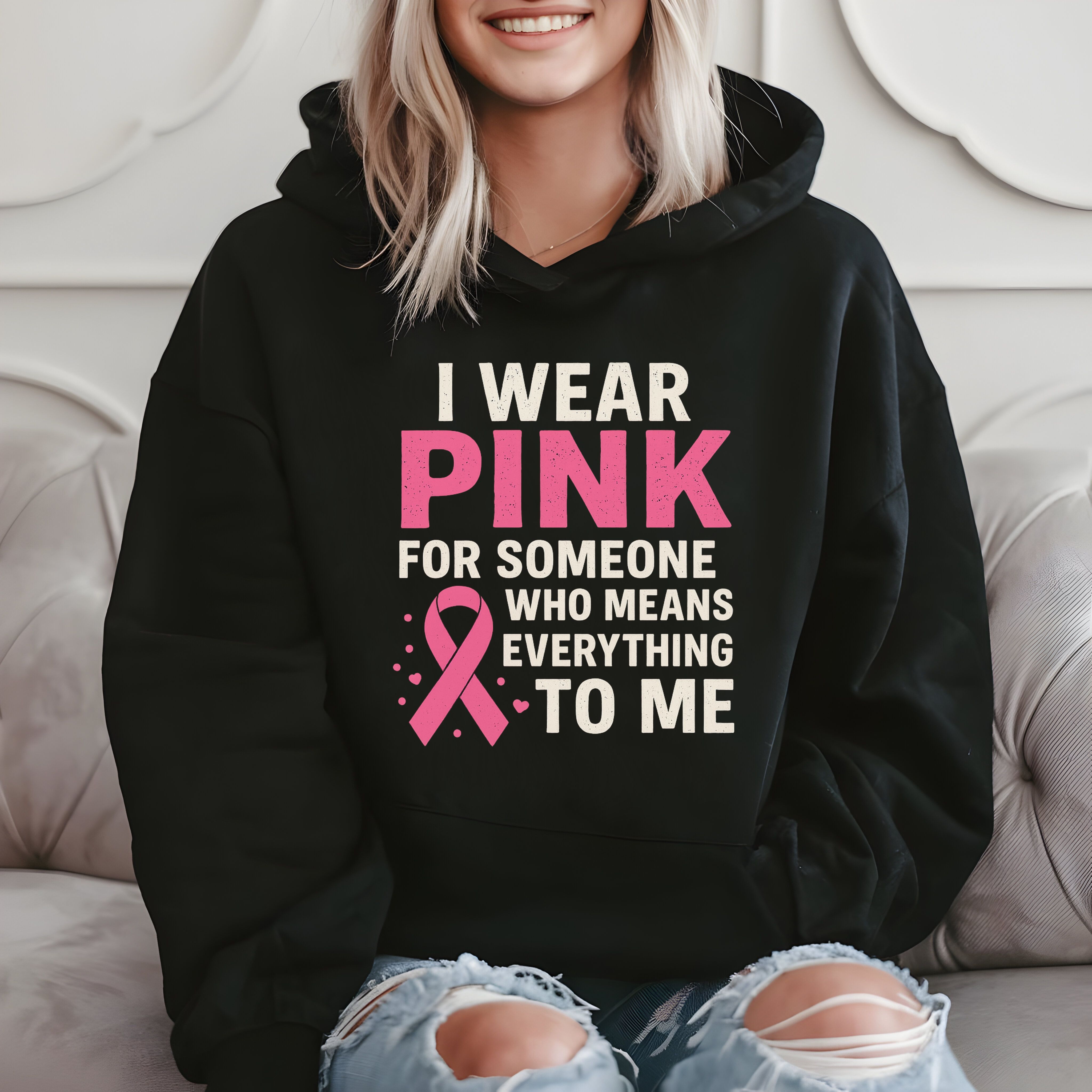 I Wear Pink For Someone Who Means Everything Awareness Hoodie product image 2