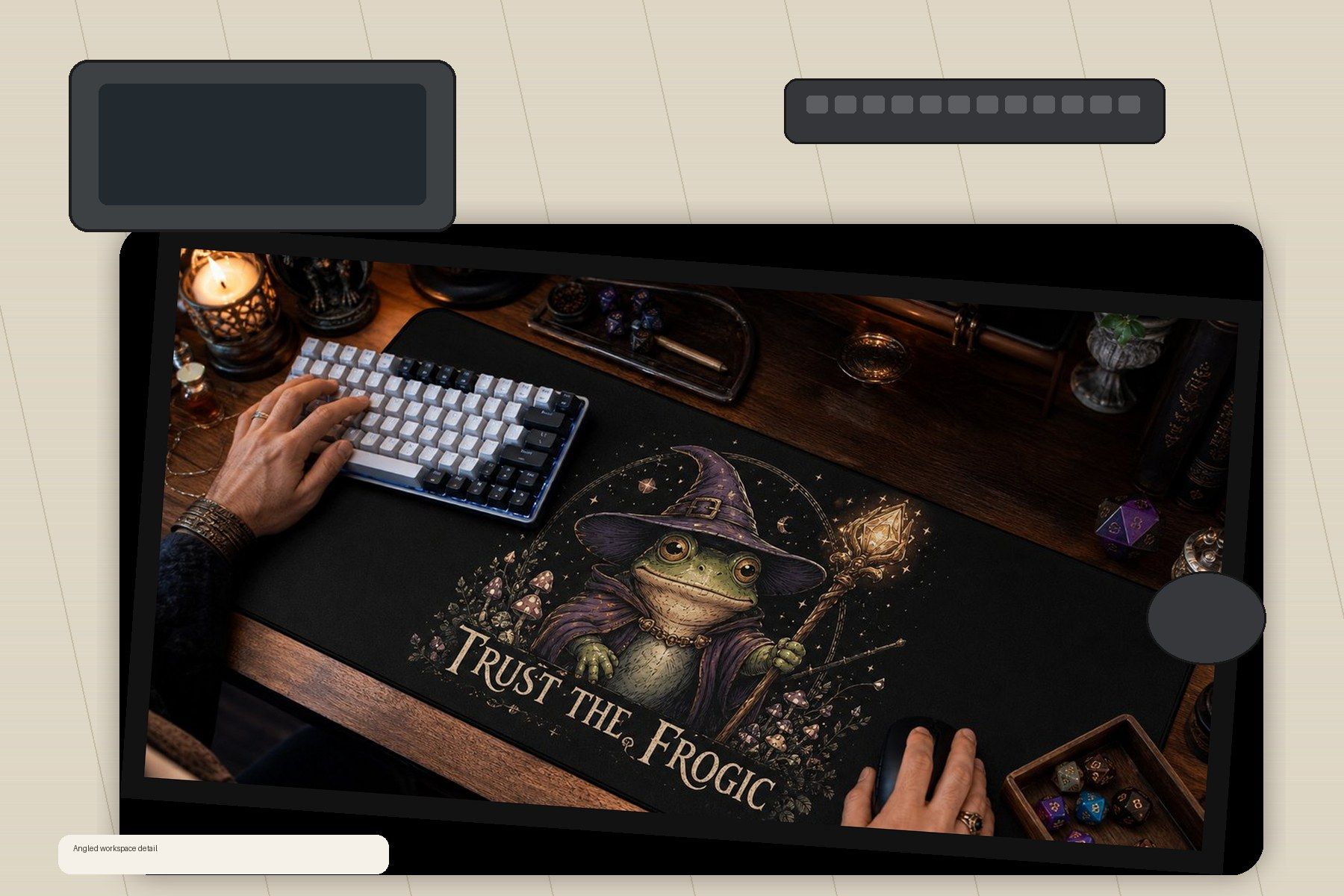 Frog Wizard Trust The Frogic Large Desk Mat – Gaming Mouse Pad for Office Setup, frog lover gift / funny animal product image 2