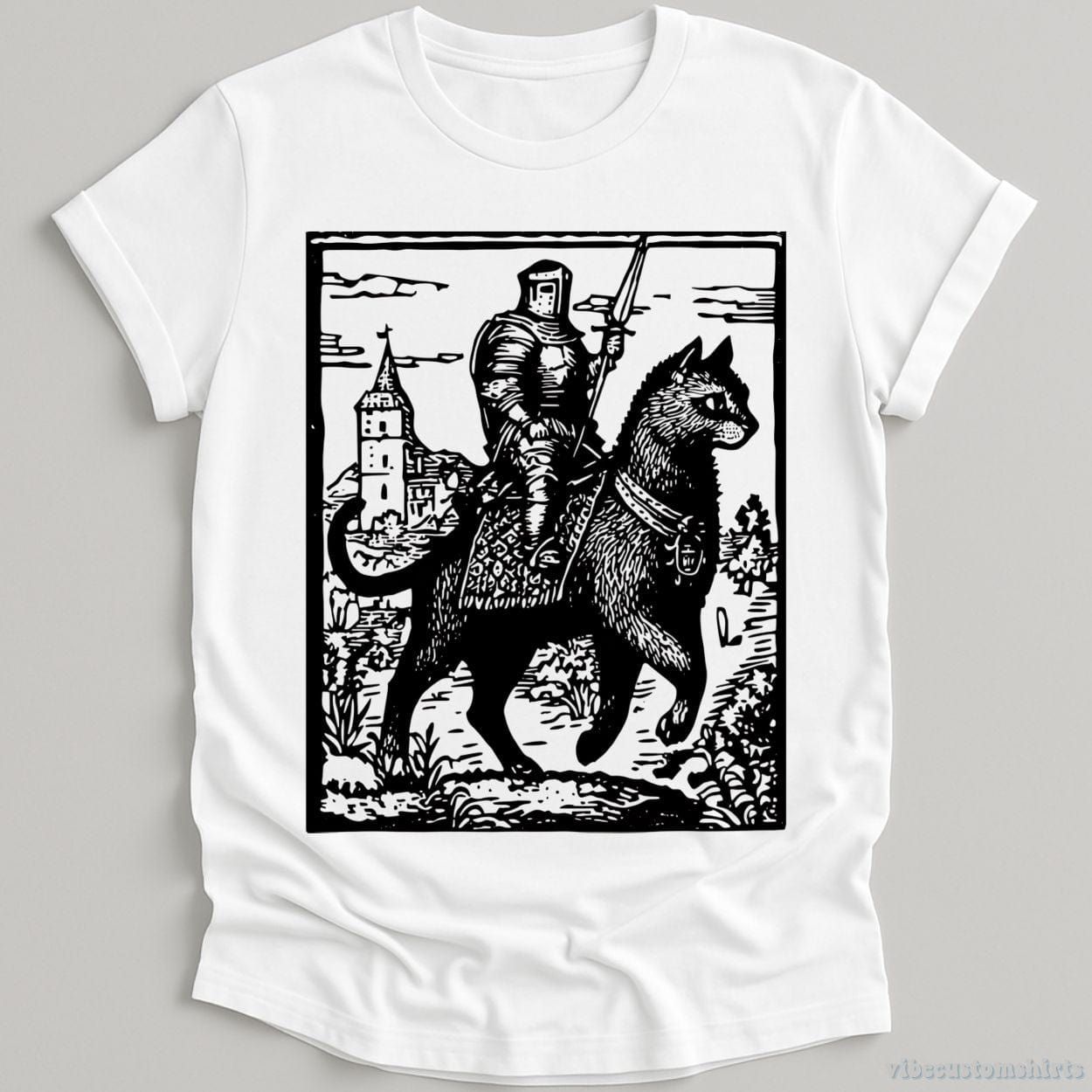 Knight Cat Rider Vintage Graphic Shirt product image 2