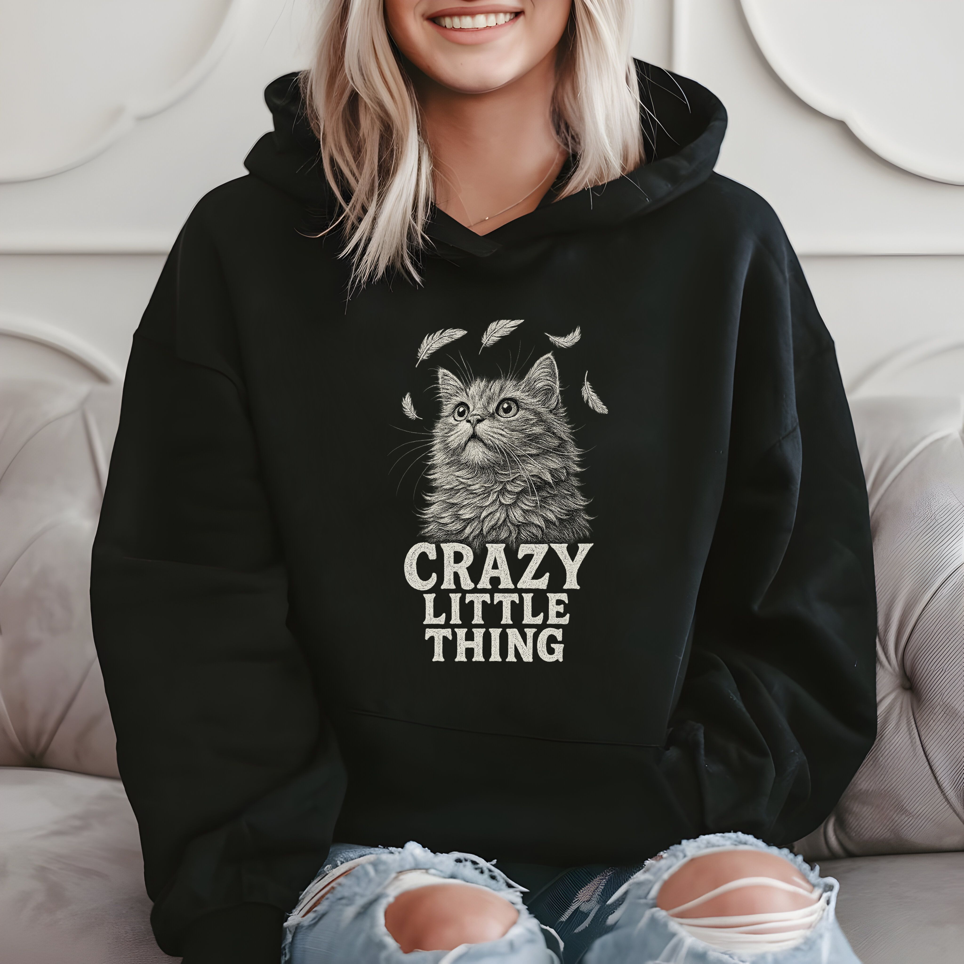 Crazy Little Thing Funny Cat Lover Hoodie product image 2