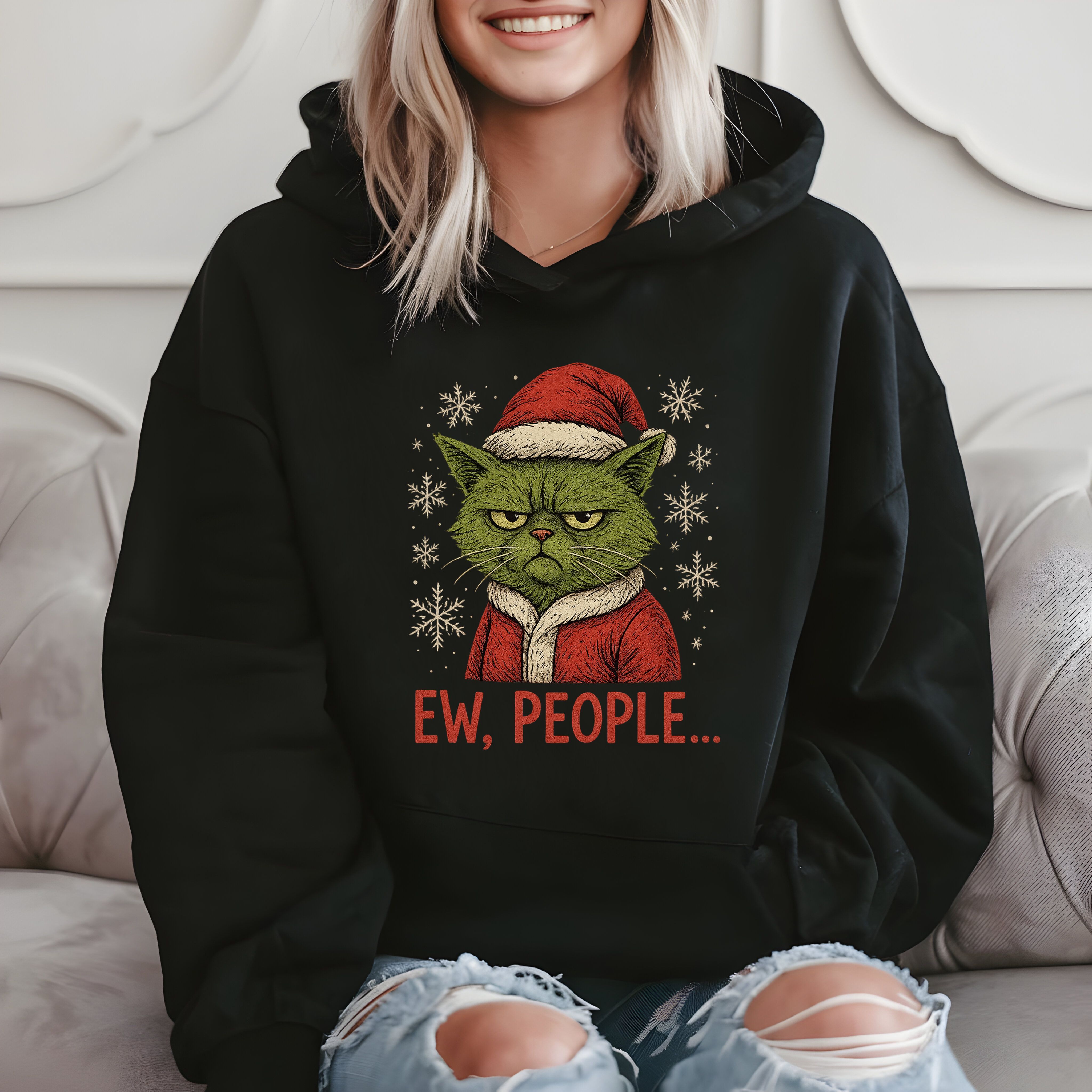 Ew, People.. Funny Grumpy Cat Christmas Gift Hoodie product image 2