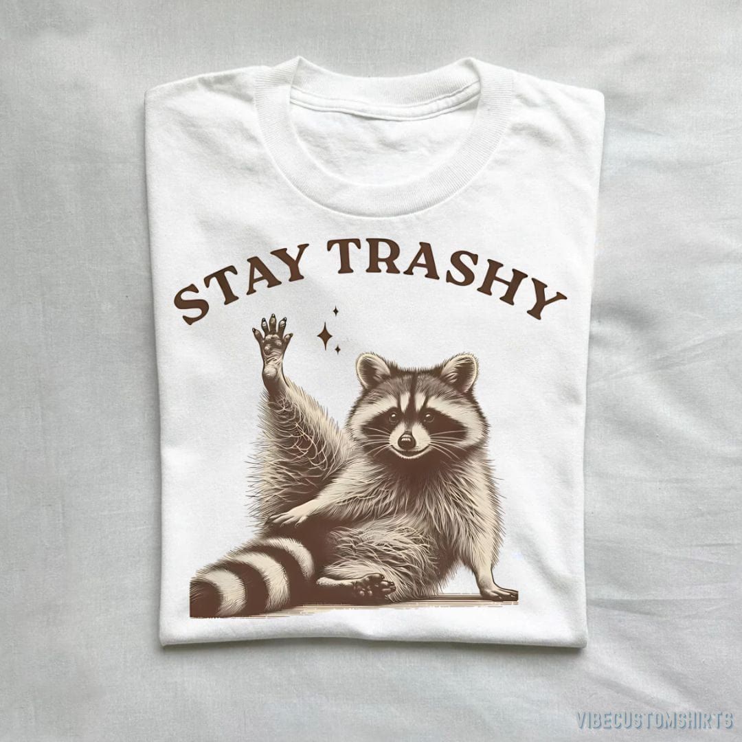 Stay Trashy Funny Raccoon T-Shirt product image 2