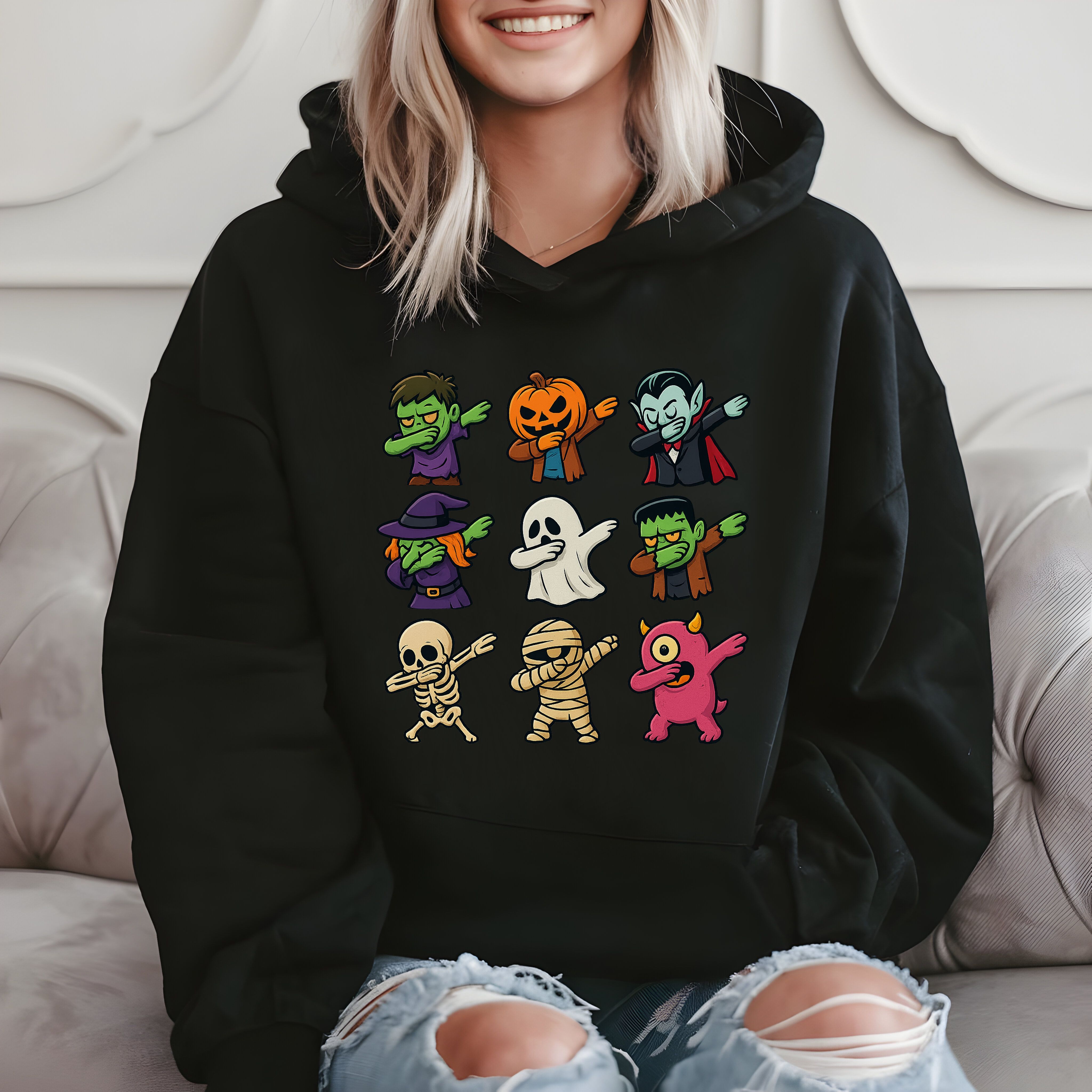 Dabbing Halloween Monsters - Funny Costume Meme Hoodie product image 2