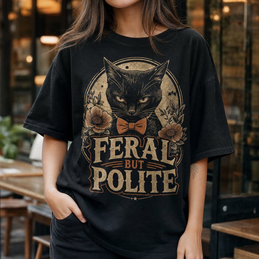 Feral But Polite Cat T-Shirt product image 5