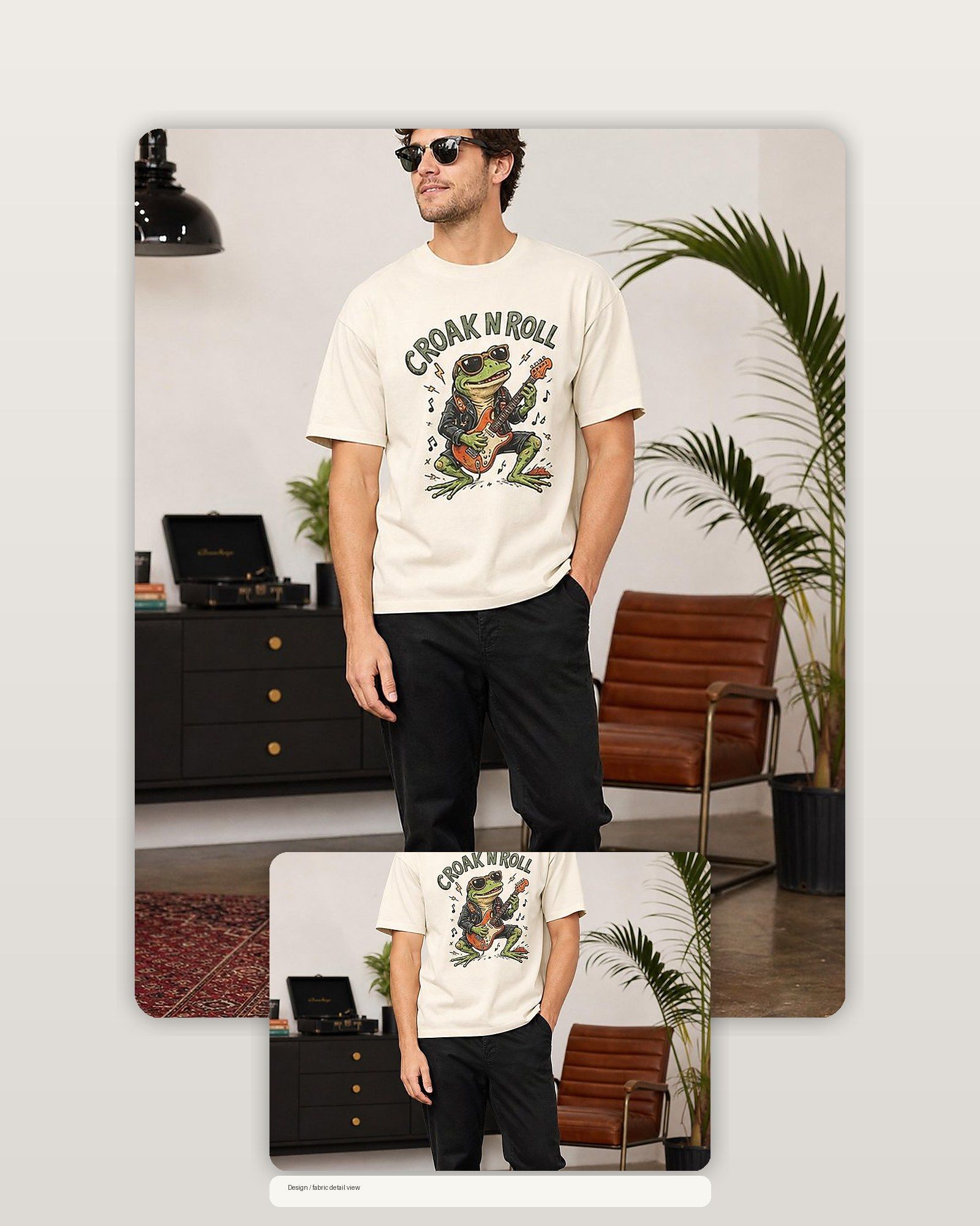Frog Rock Star Croak N Roll Premium Boxy Tee – Graphic Streetwear T-Shirt for Everyday Outfits, frog lover gift / funny animal product image 2