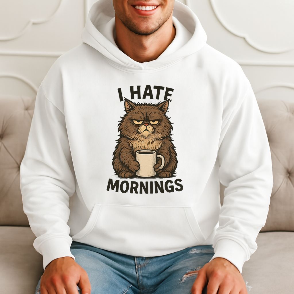 I Hate Mornings - Funny Cat Coffee Meme Hoodie product image 3