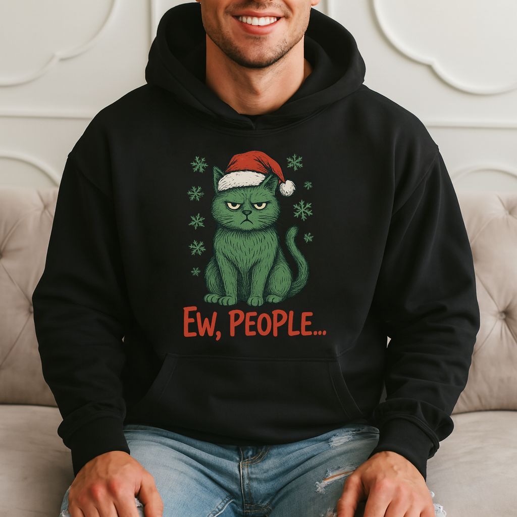Ew People Funny Cat Christmas Hoodie product image 1