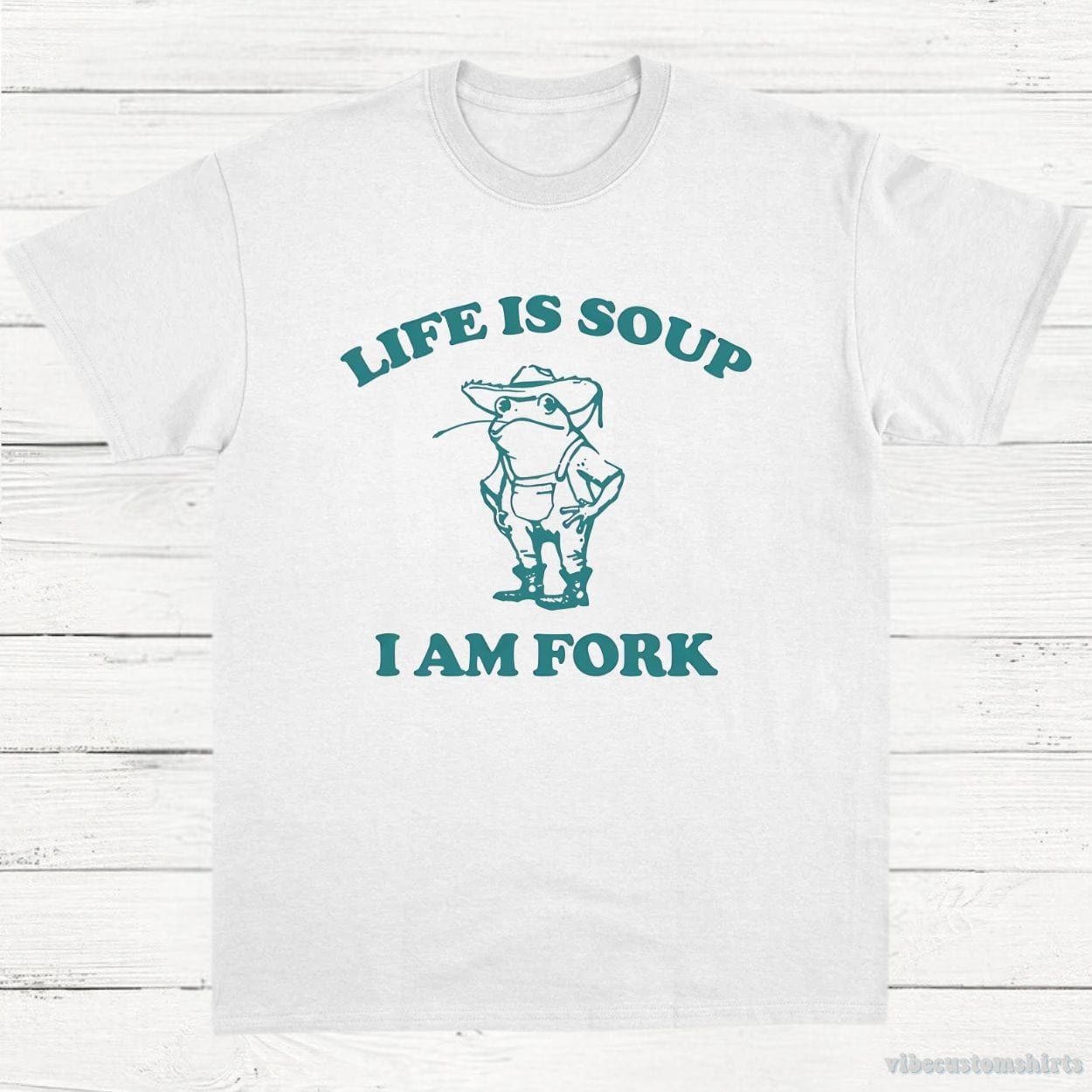Life Is Soup I Am Fork Frog Vintage T-Shirt product image 3