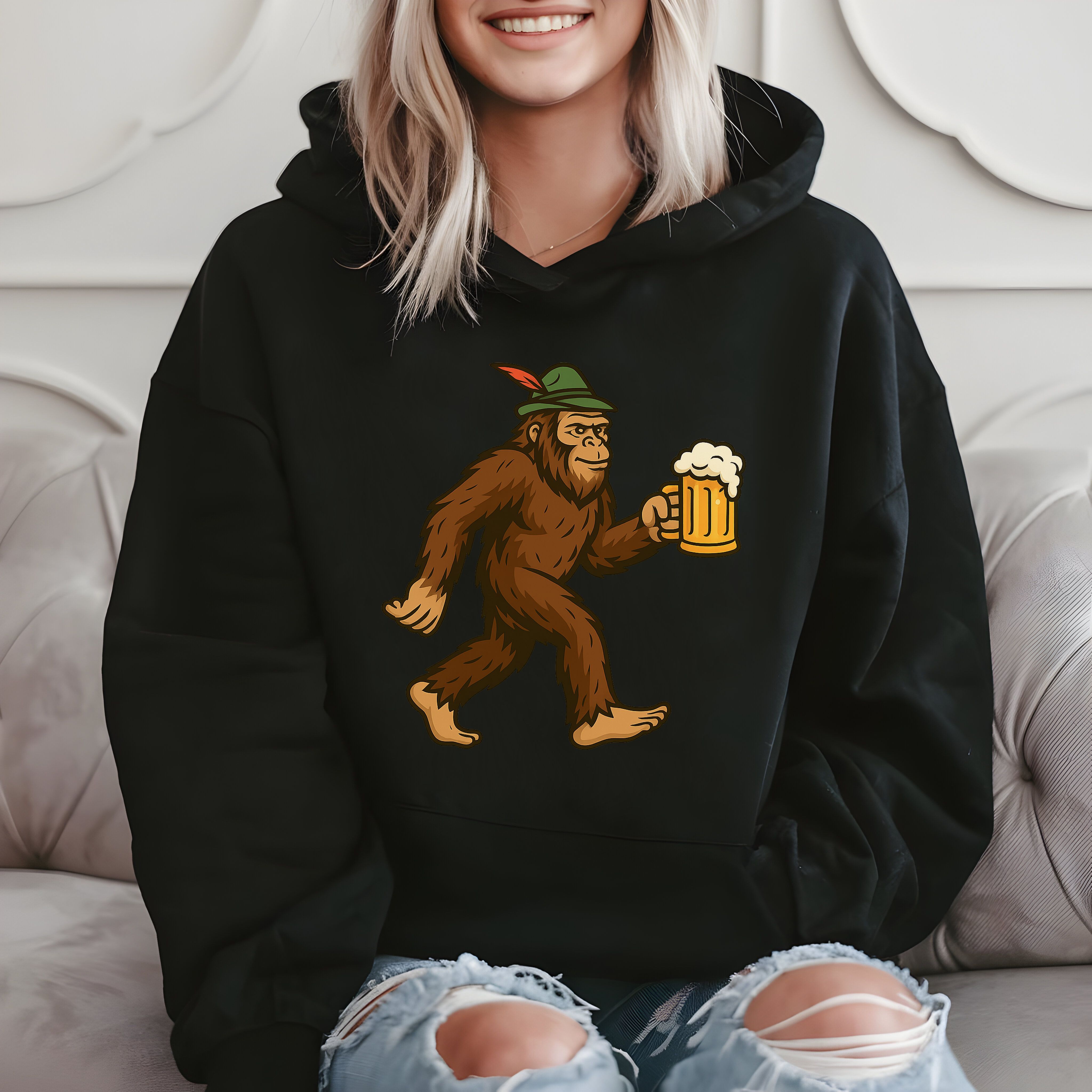 Beer Sasquatch Funny Drinking Hoodie product image 2