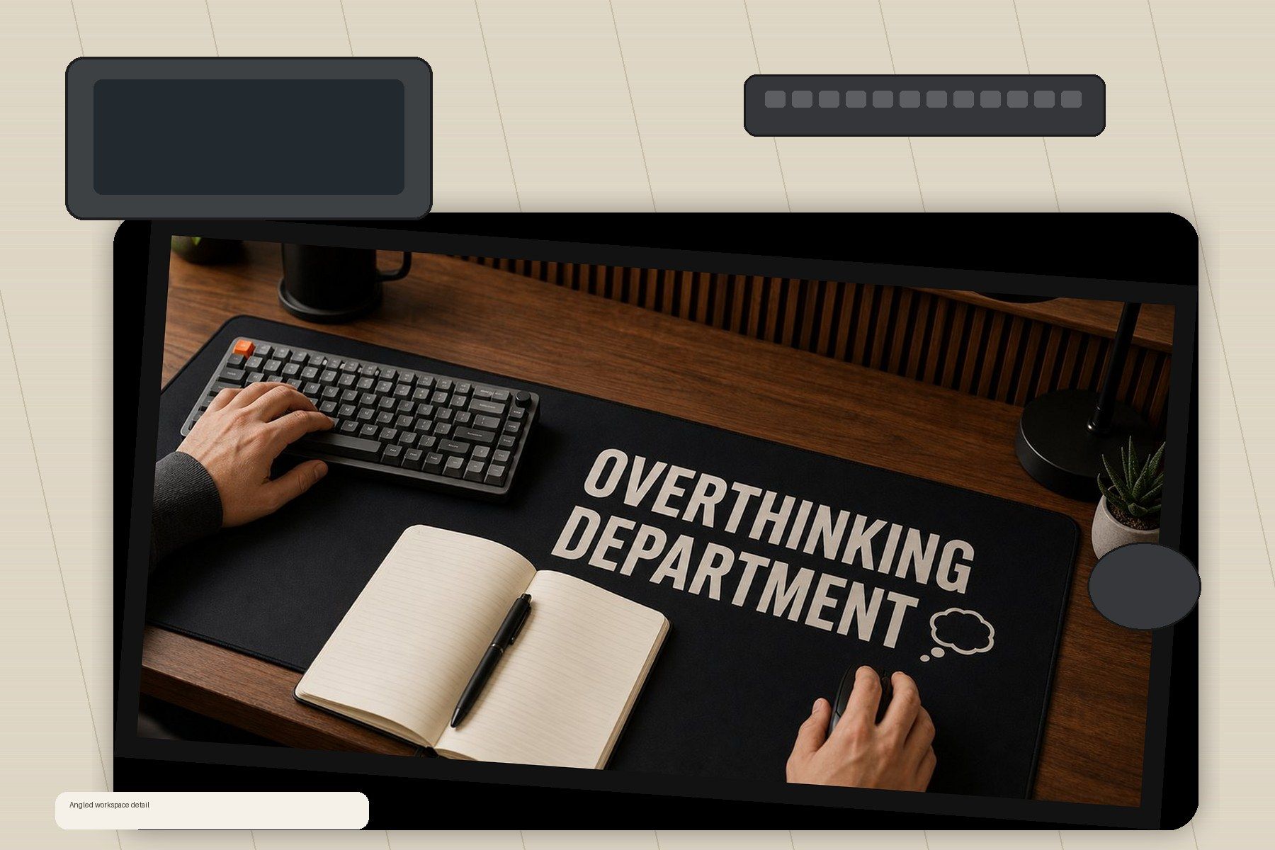 Overthinking Department Large Desk Mat – Gaming Mouse Pad for Office Setup, graphic art / gift product image 2
