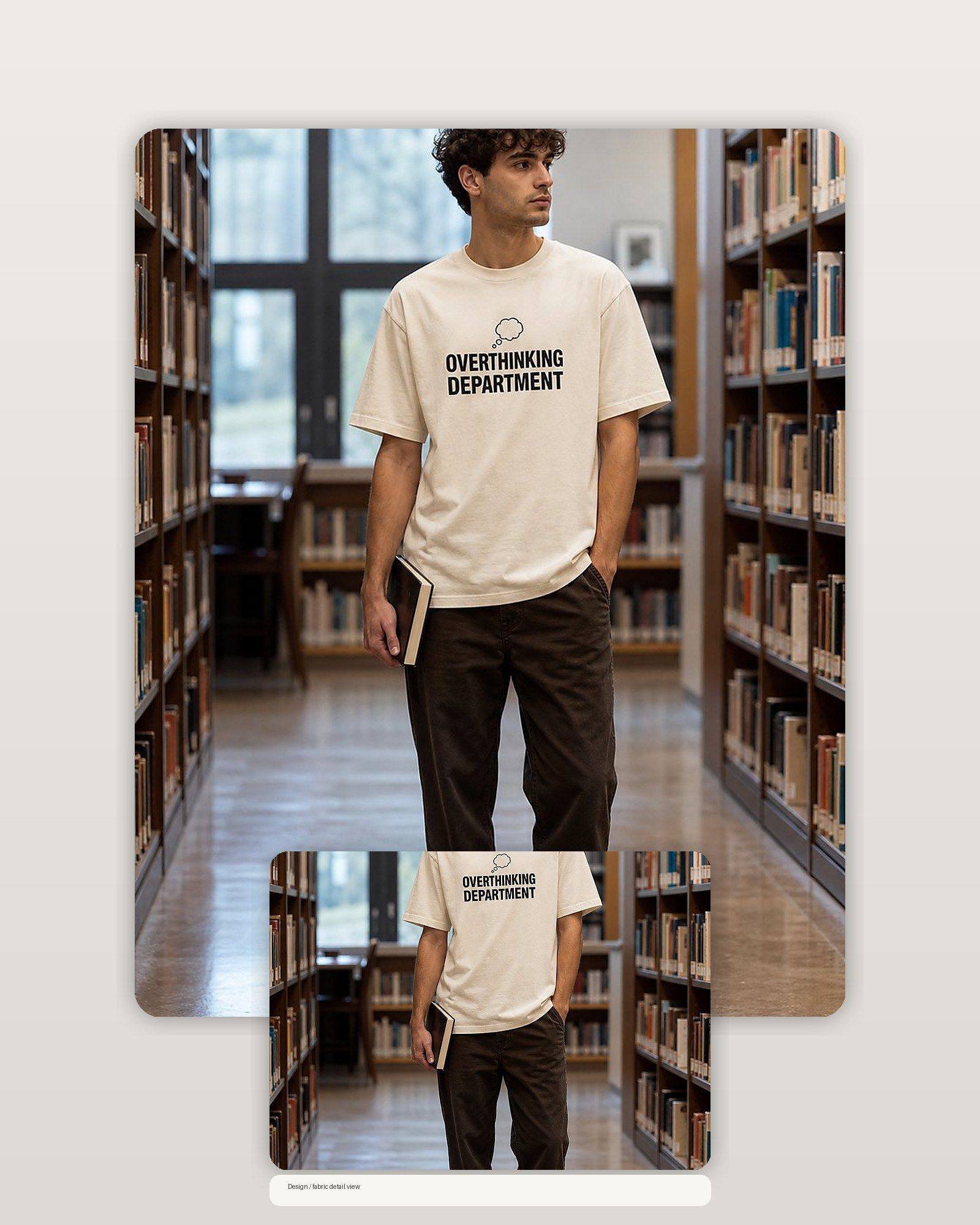 Overthinking Department Premium Boxy Tee – Graphic Streetwear T-Shirt for Everyday Outfits, graphic art / gift product image 2