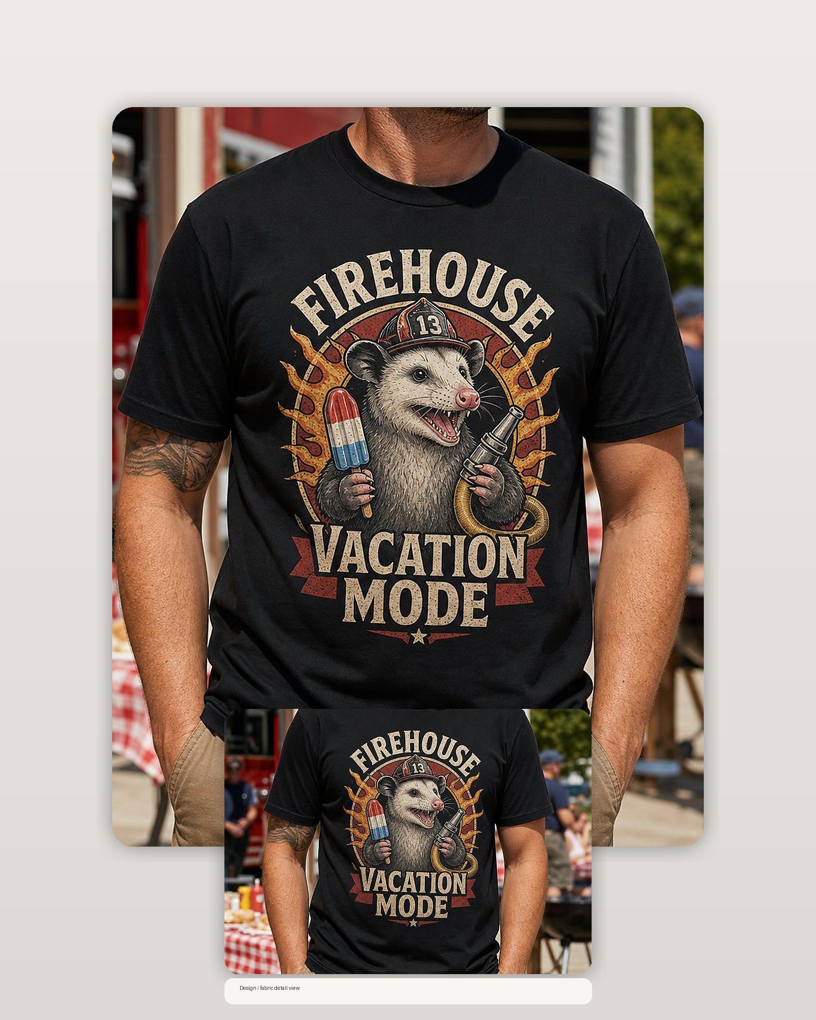 Firehouse Vacation Mode Opossum T-Shirt product image 2