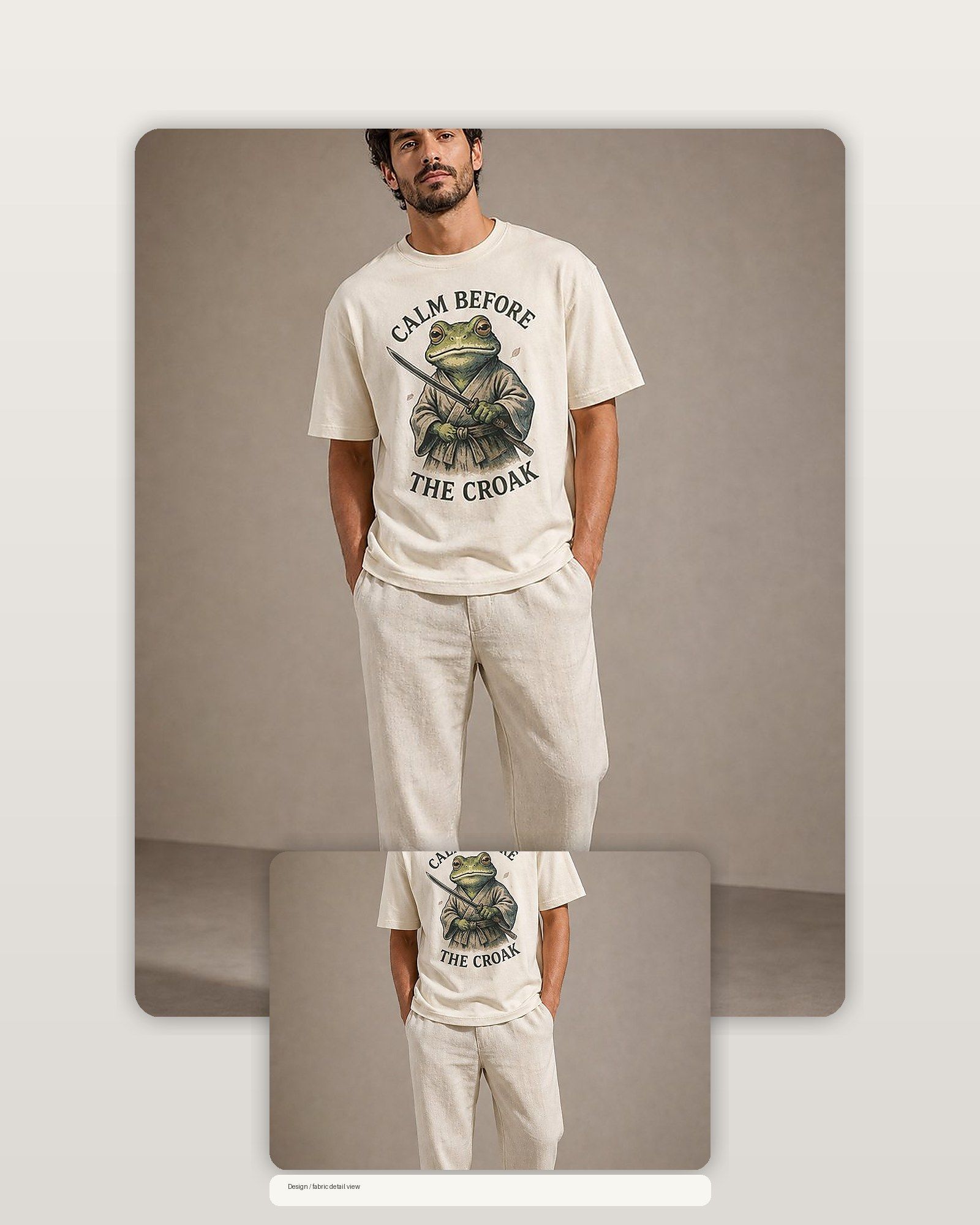 Frog Samurai Calm Before The Croak Premium Boxy Tee – Graphic Streetwear T-Shirt for Everyday Outfits, frog lover gift / funny animal product image 2