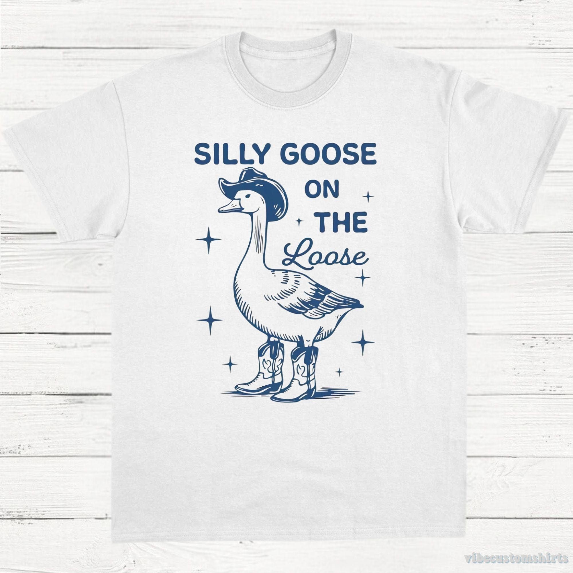 Silly Goose on the Loose Vintage Shirt, Cowboy Goose T-Shirt, Retro Cartoon Goose T Shirt, Meme Shirt, Gift For Goose Lovers, Unisex Tee product image 2