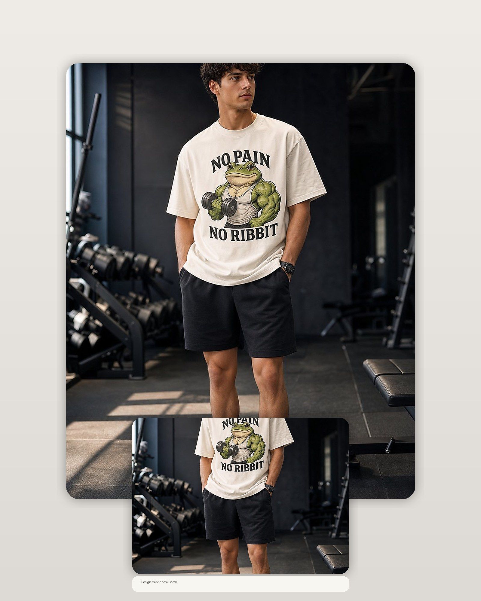 Frog Gym Bro No Pain No Ribbit Premium Boxy Tee – Graphic Streetwear T-Shirt for Everyday Outfits, frog lover gift / funny animal product image 2