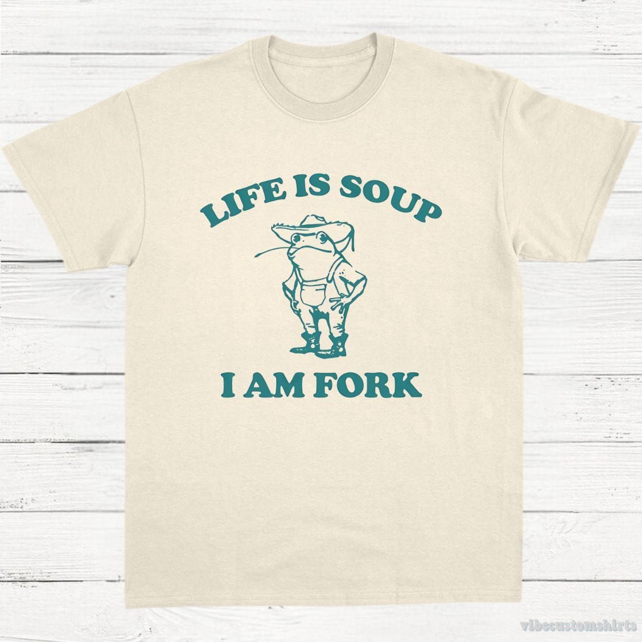 Life Is Soup I Am Fork Frog Vintage T-Shirt product image 2