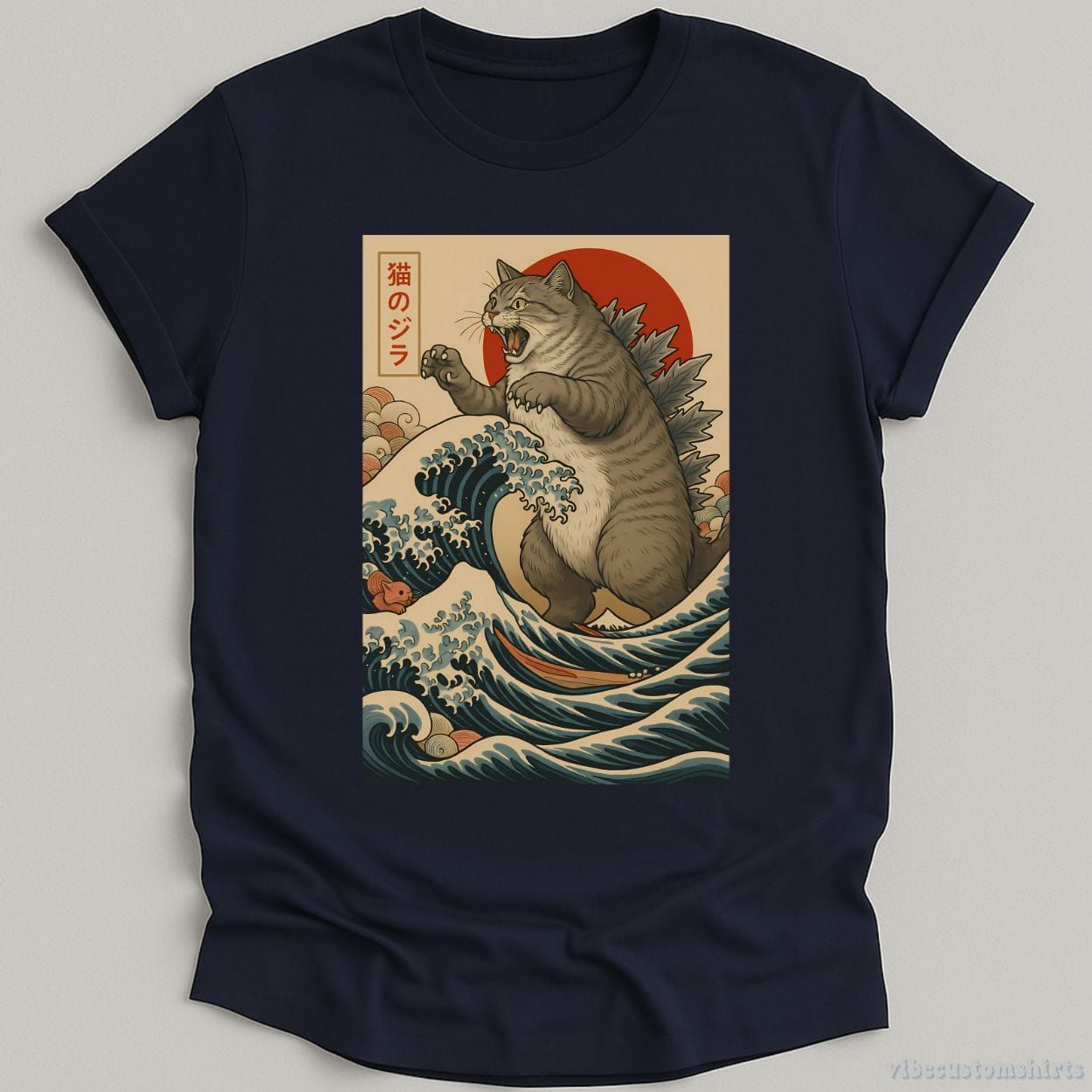 Catzilla Japanese Art Funny Cat Shirt product image 2