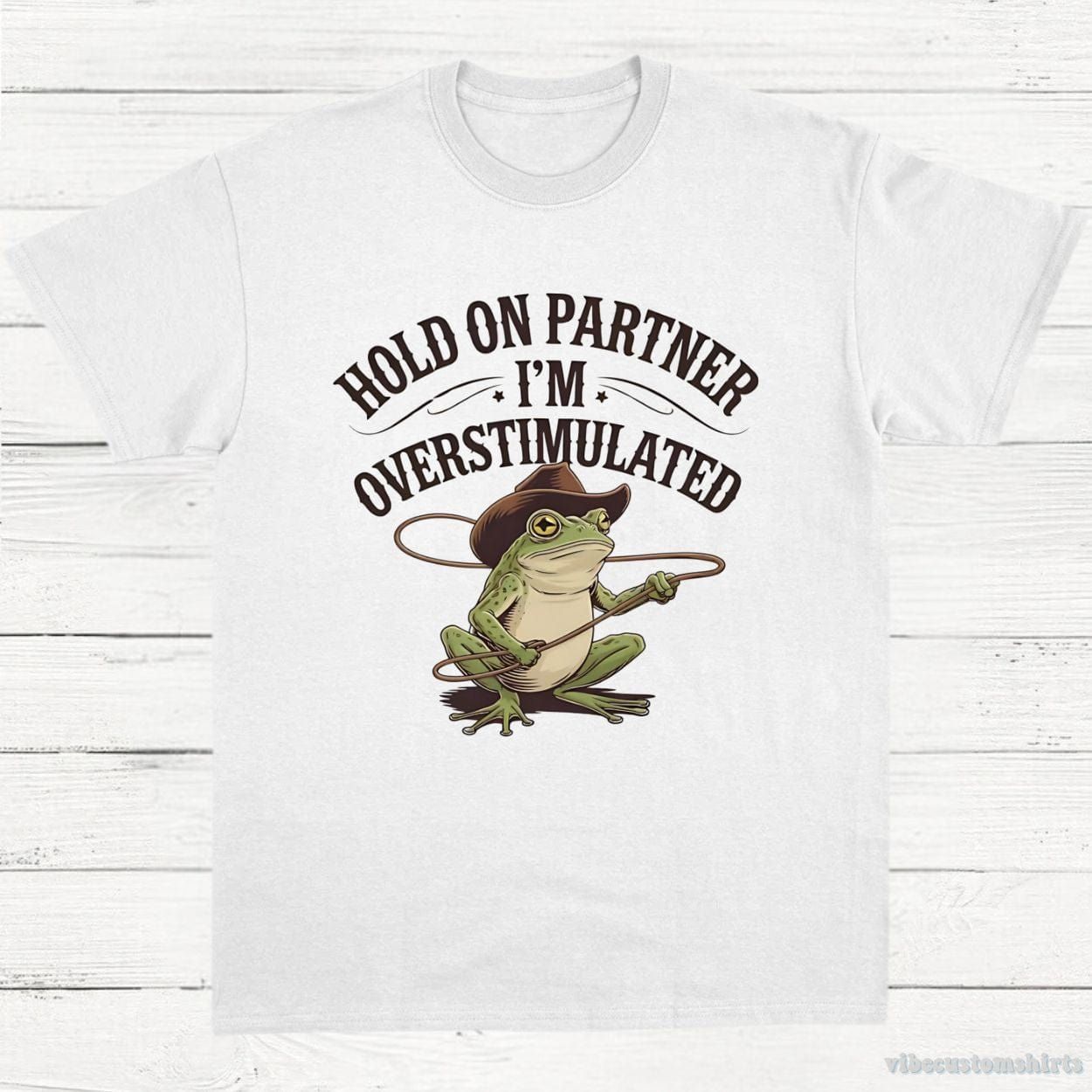 Hold On Partner I'm Overstimulated Western Frog T-Shirt product image 3