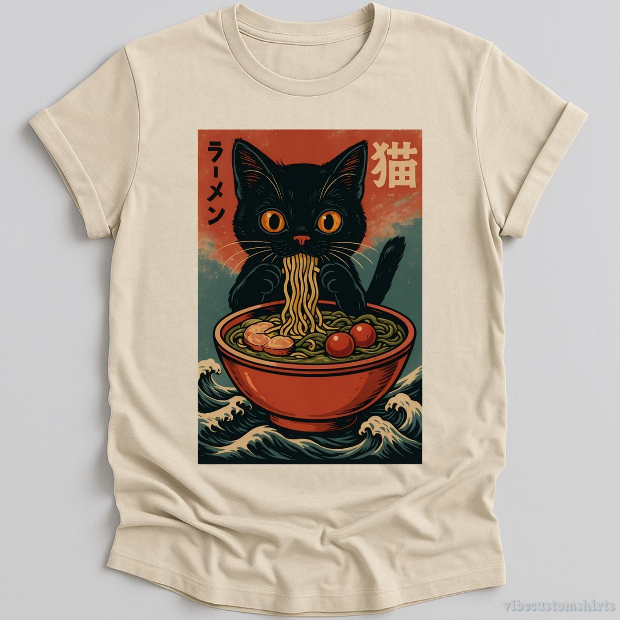 Anime Cat Ramen Japanese Funny Graphic Shirt product image 1
