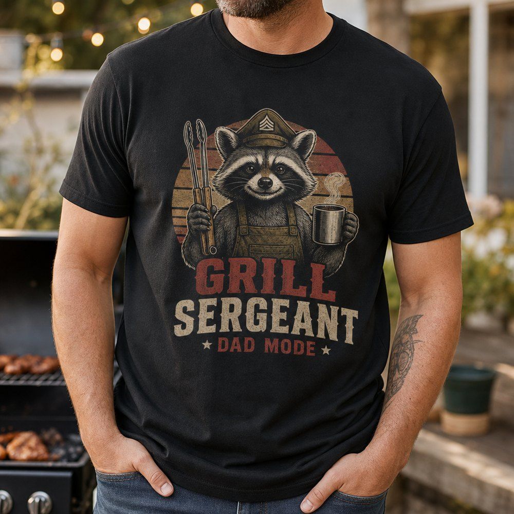 Grill Sergeant Dad Mode Raccoon T-Shirt product image 1