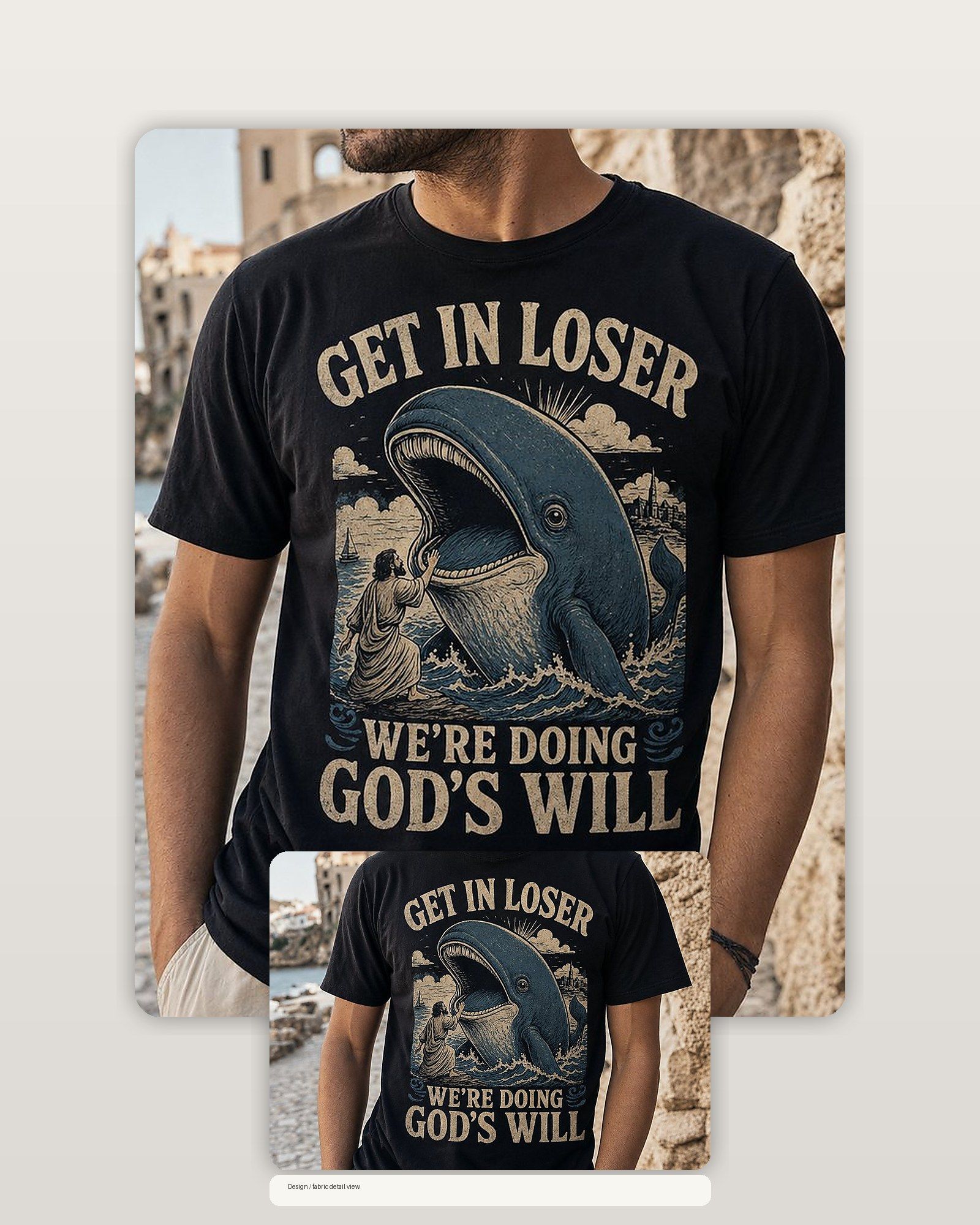 Get In Loser We're Doing God's Will Jonah T-Shirt product image 2