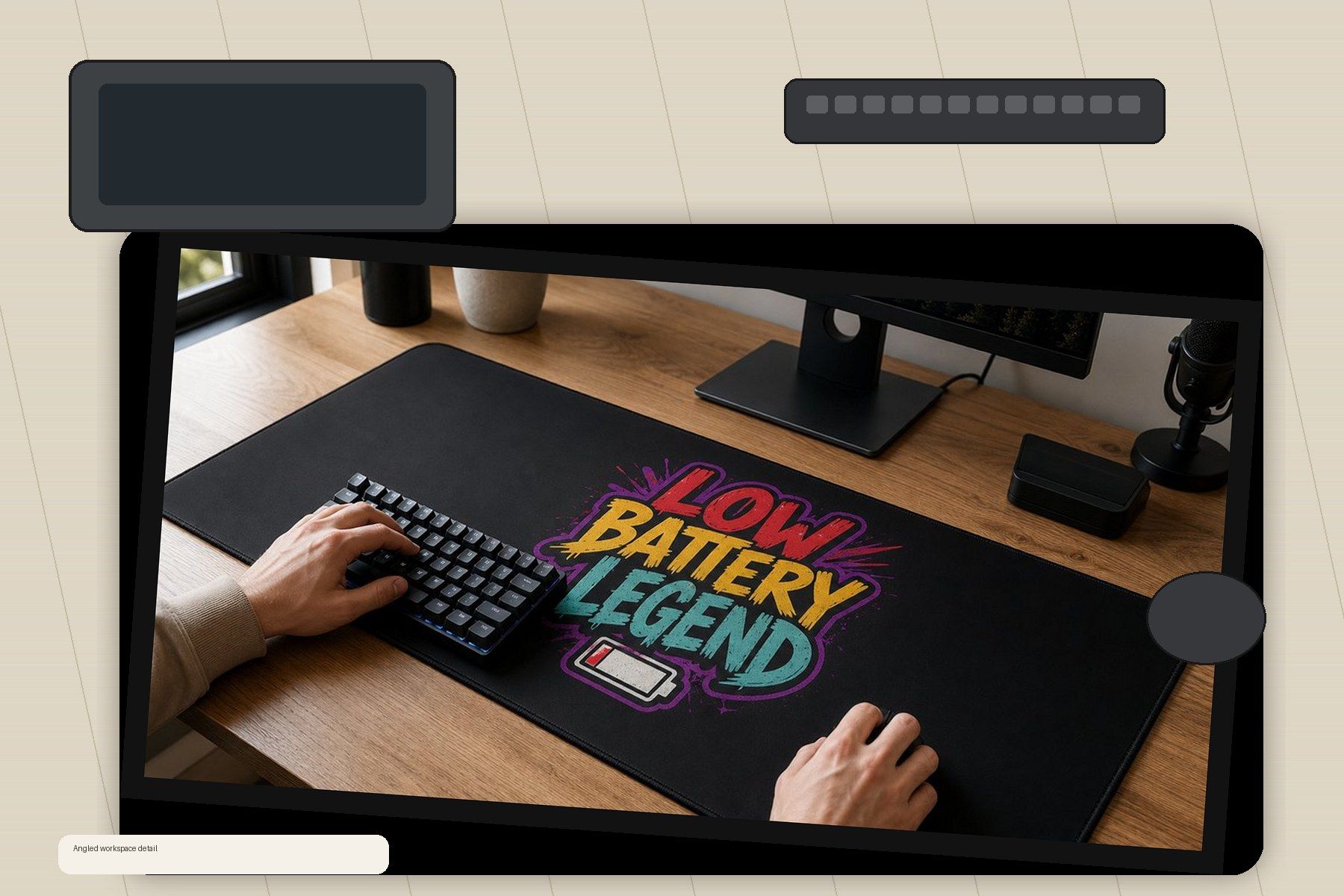 Low Battery Legend Large Desk Mat – Gaming Mouse Pad for Office Setup, graphic art / gift product image 2