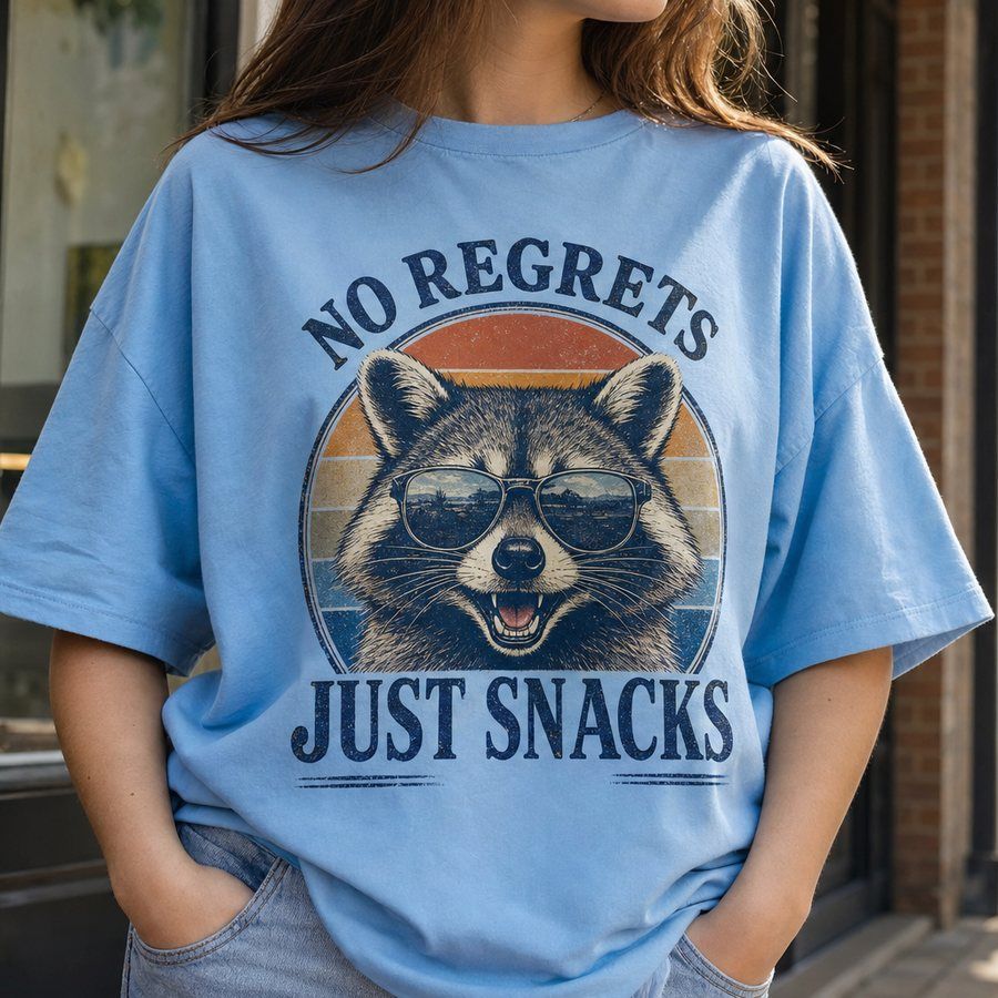 Raccoon With Snacks and No Regrets T-Shirt product image 4