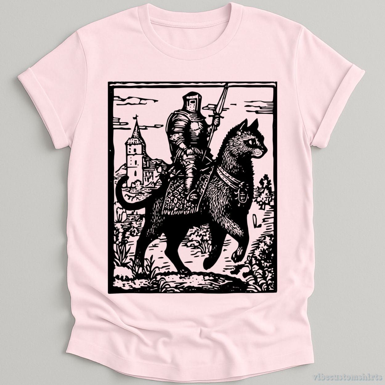 Knight Cat Rider Vintage Graphic Shirt product image 4