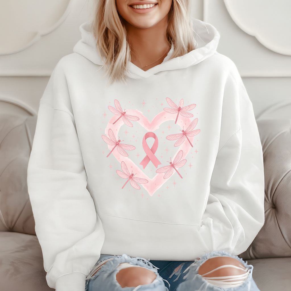 Hope Love Strength Pink Ribbon Dragonfly Heart Hoodie product image 2