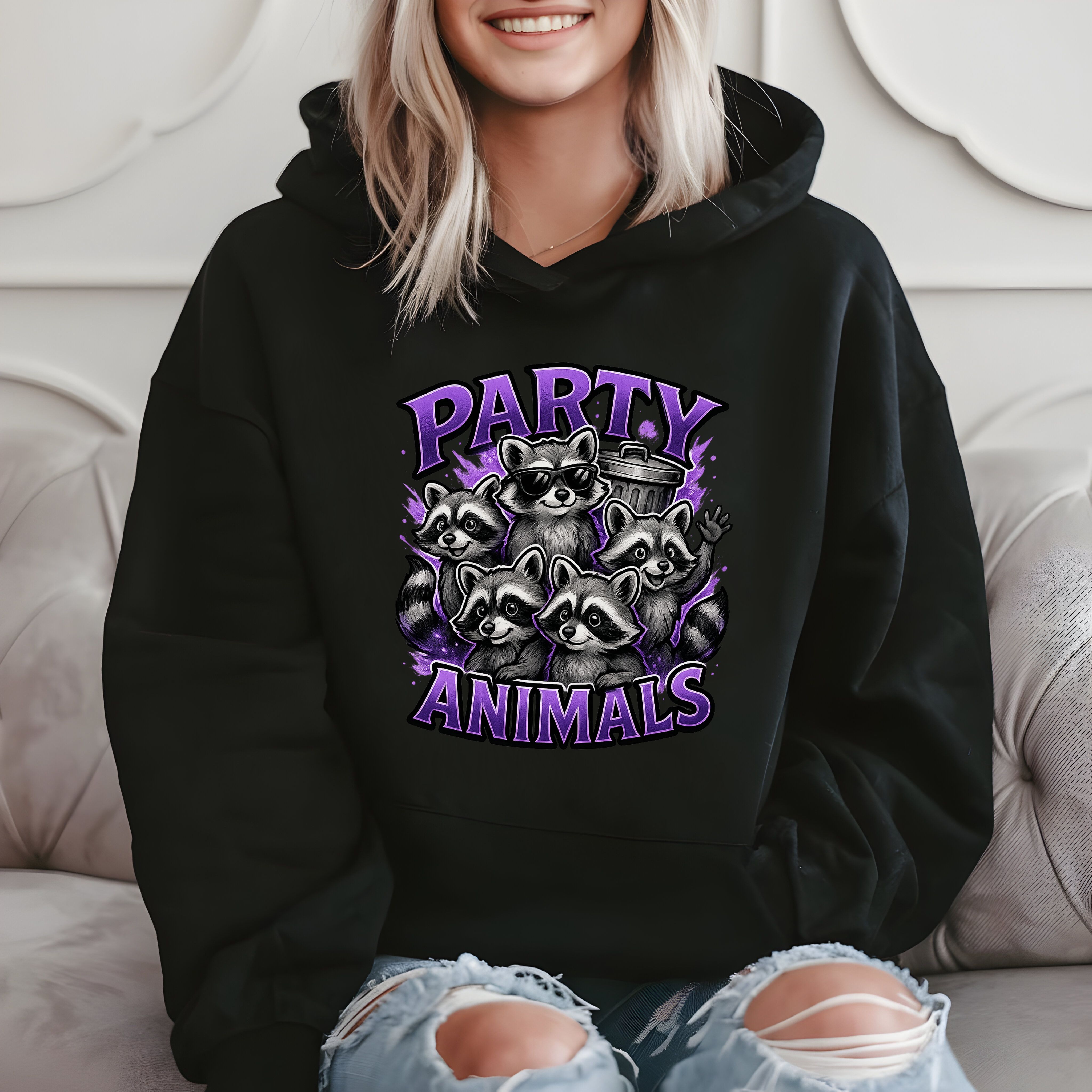 Party Animals Funny Raccoon Humor Hoodie product image 2