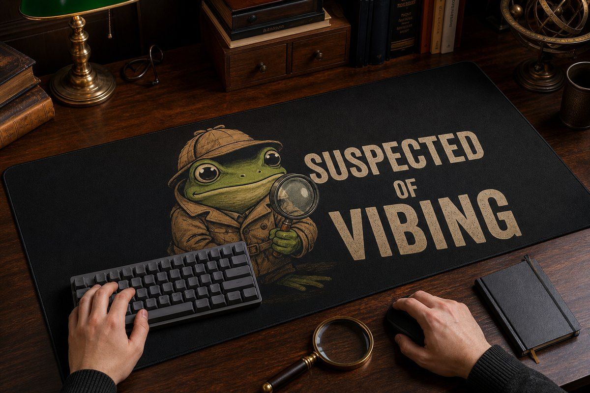 Frog Detective Suspected Of Vibing Large Desk Mat – Gaming Mouse Pad for Office Setup, frog lover gift / funny animal product image 1