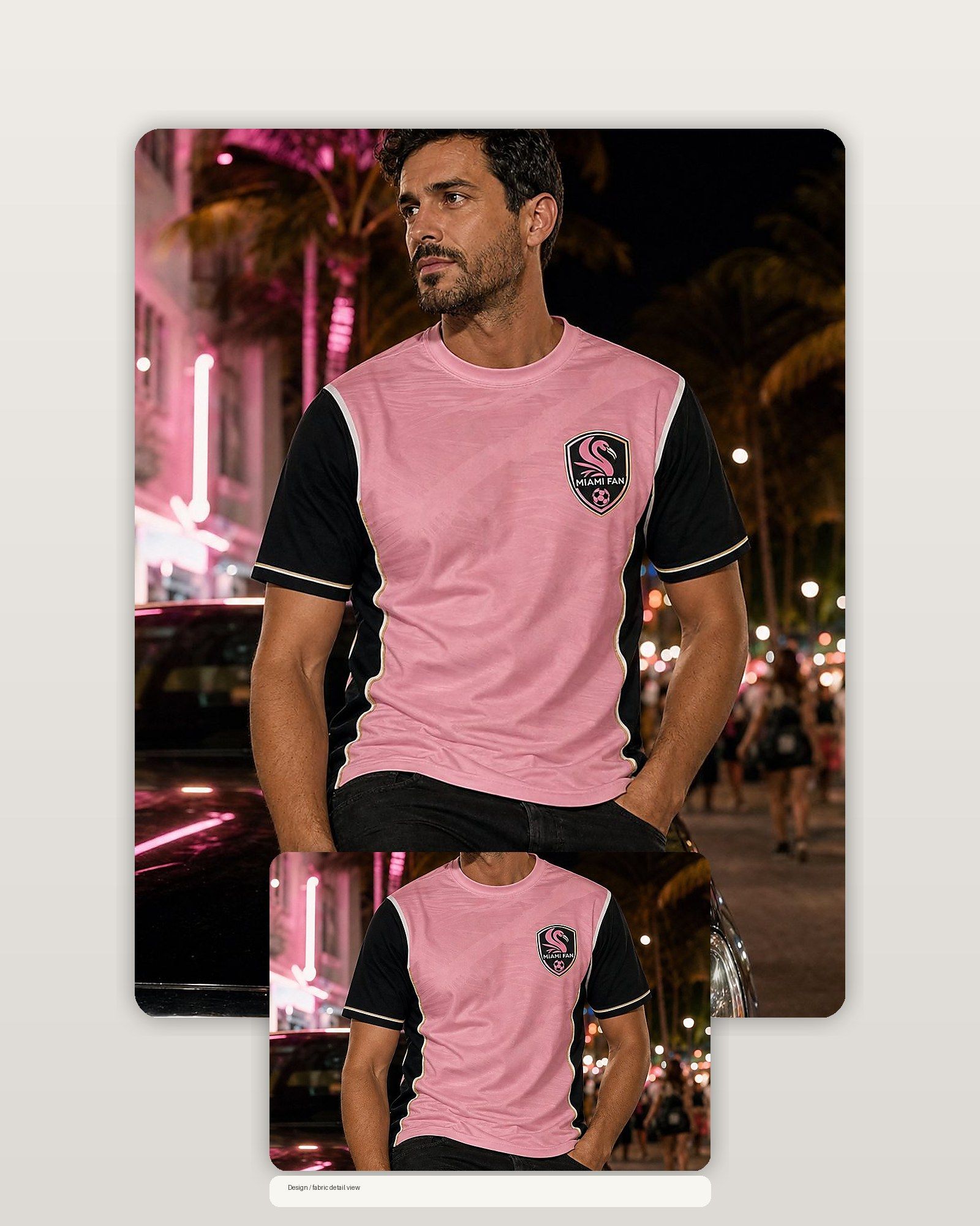 Miami Fan Pink Black Football T-Shirt product image 2