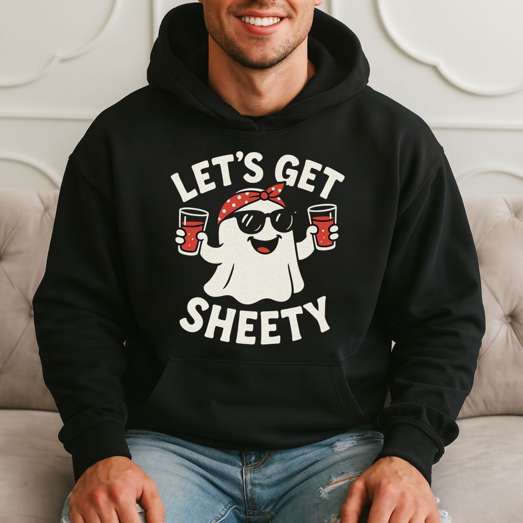Let's Get Sheety Funny Halloween Party Gift, Ghost Humor Hoodie product image 3