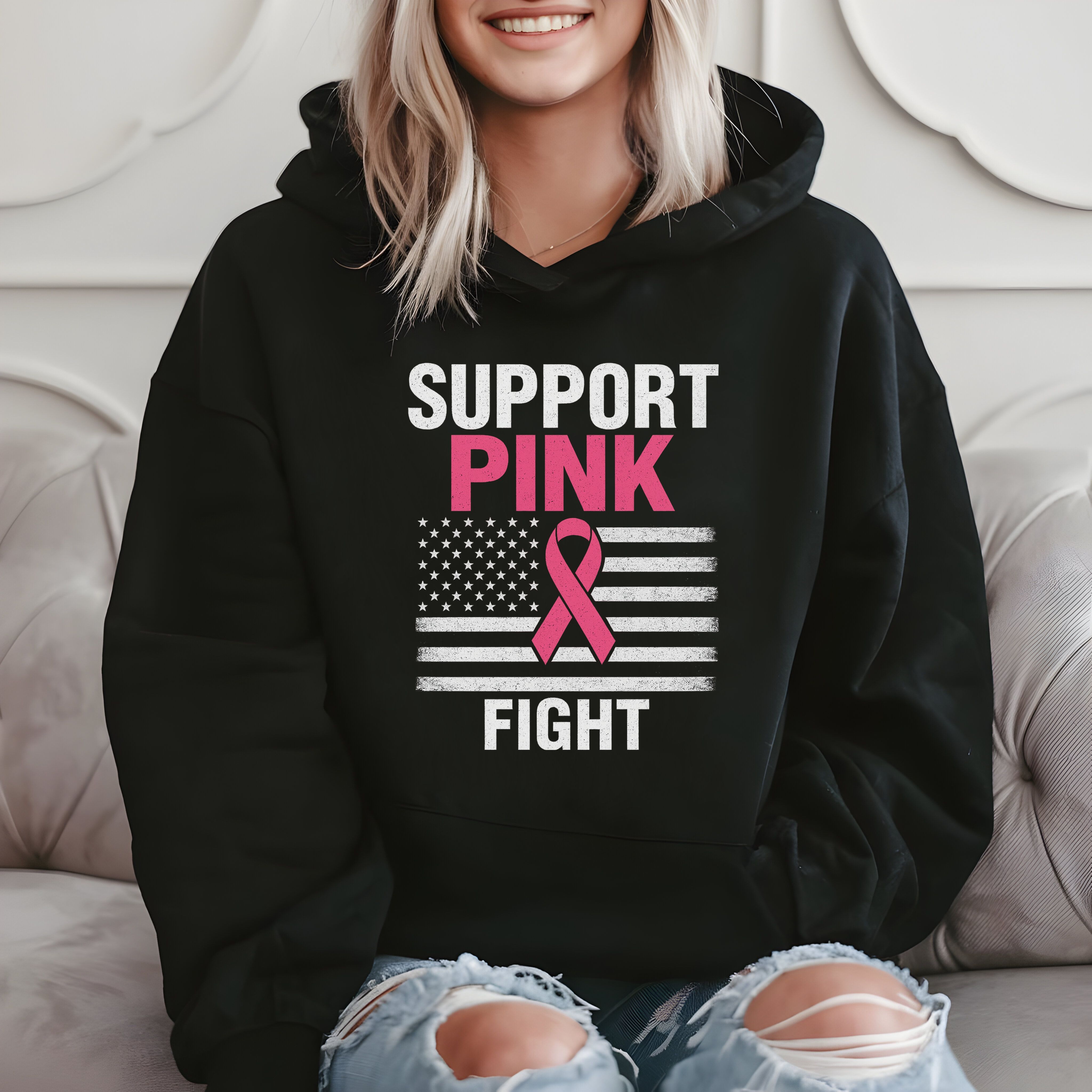 Support Pink Fight – Breast Cancer Awareness Gift Hoodie product image 2