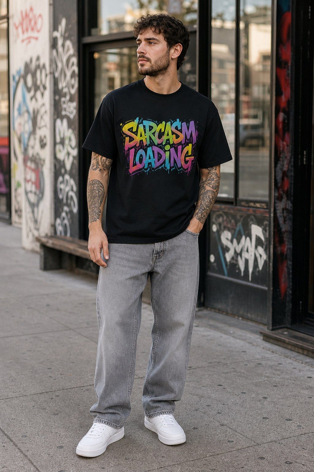Sarcasm Loading Graffiti Tee product image 1