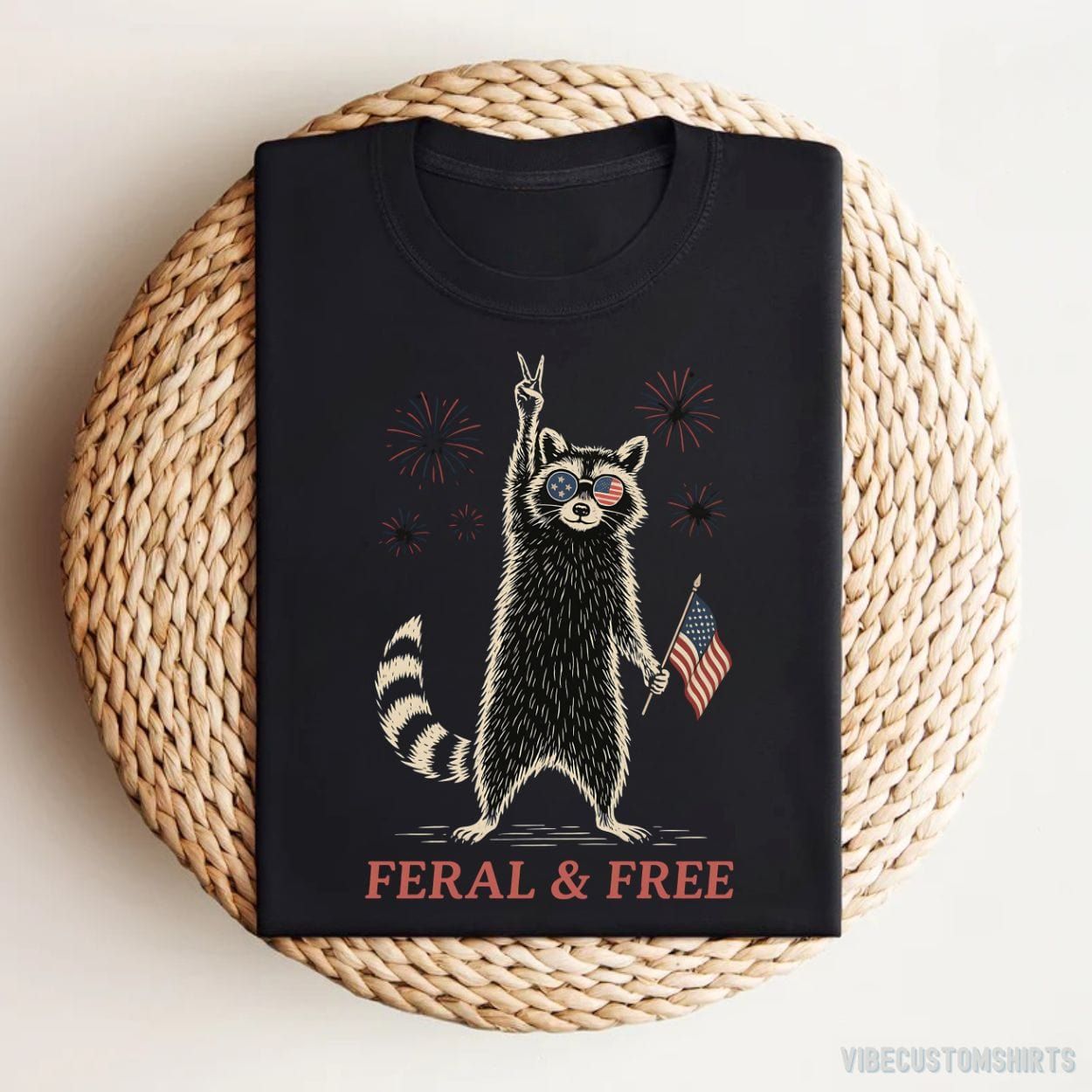 Feral & Free Patriotic Raccoon Shirt product image 1