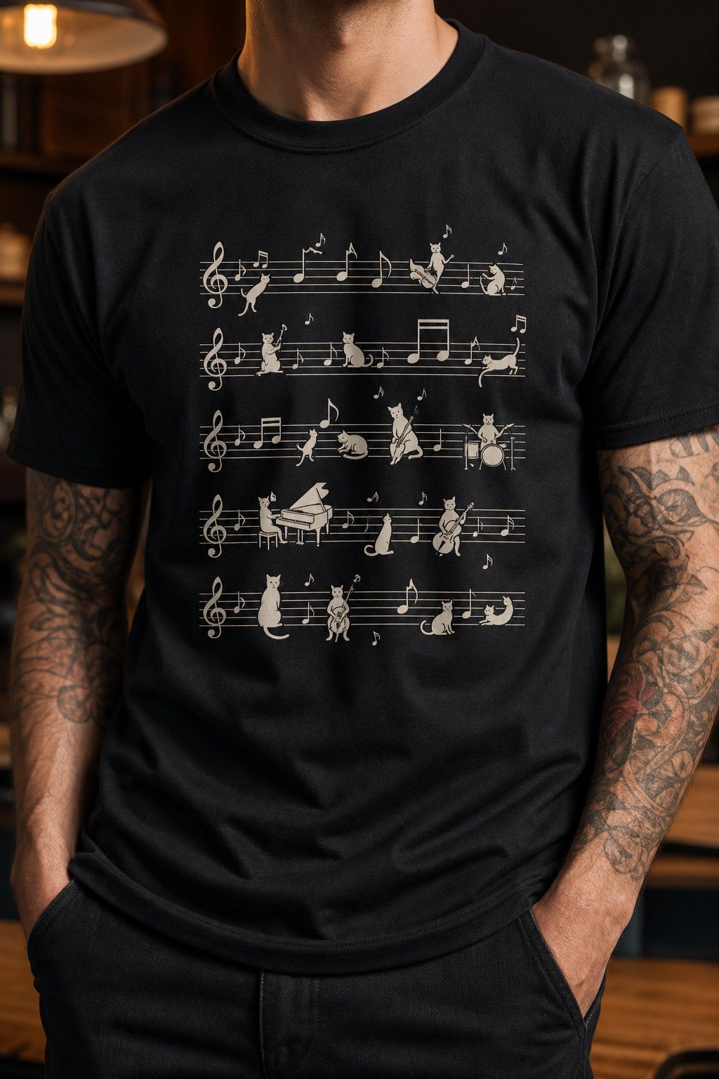 Cat Concerto Music Sheet T-Shirt product image 4