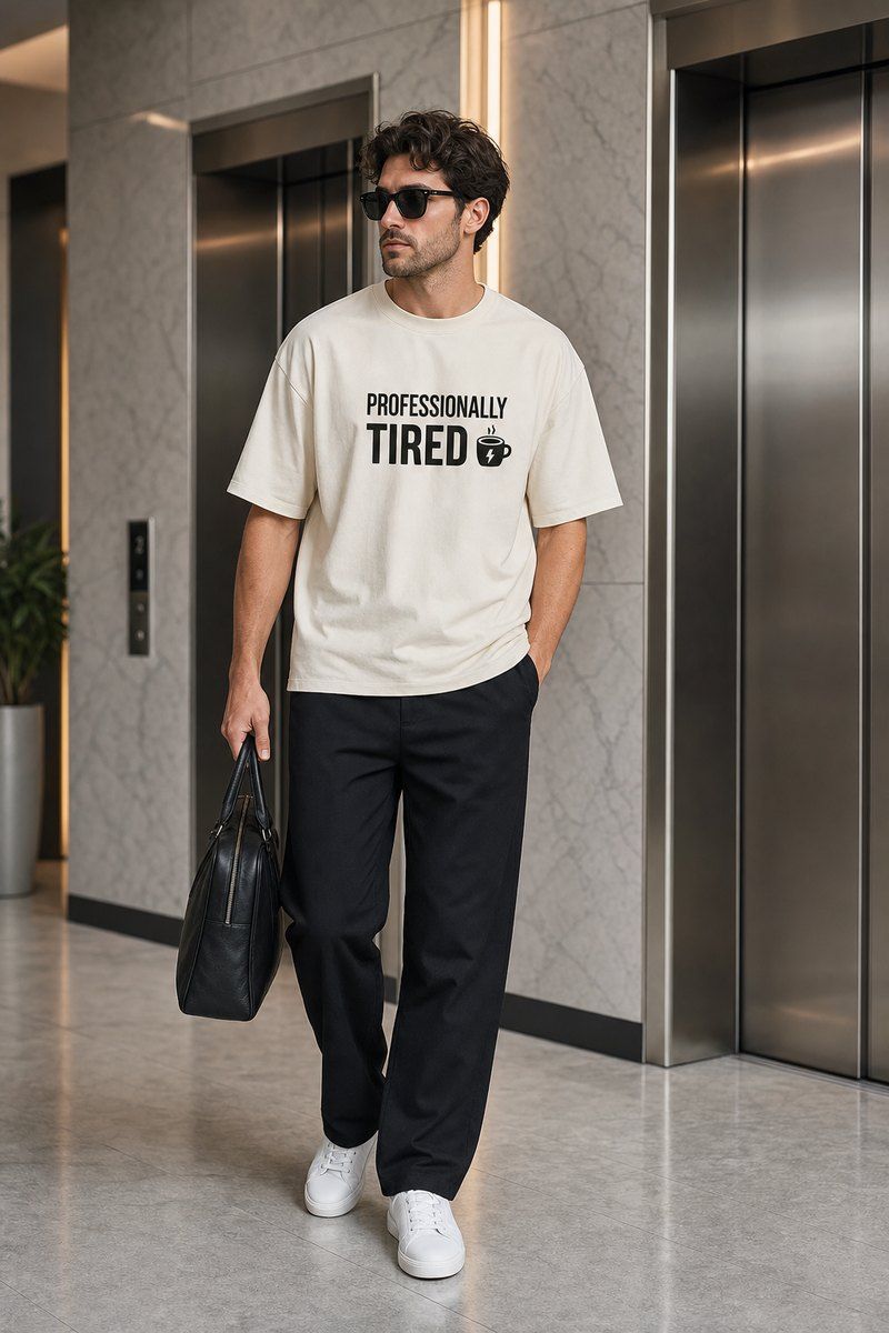 Professionally Tired Premium Boxy Tee – Graphic Streetwear T-Shirt for Everyday Outfits, graphic art / gift product image 1