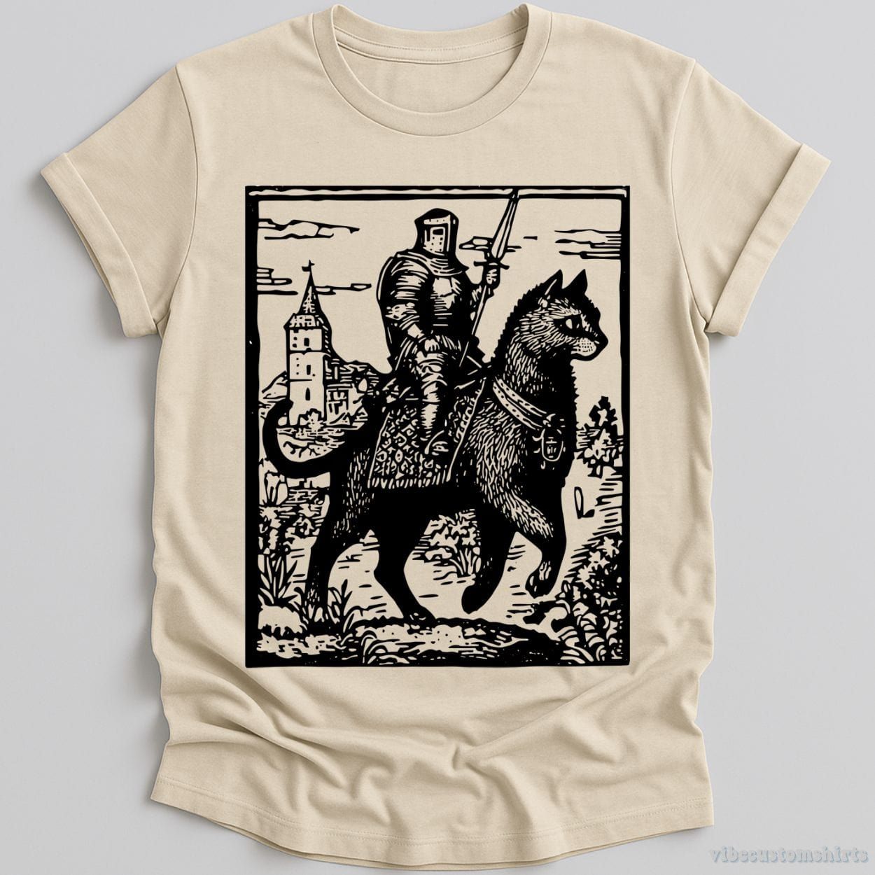 Knight Cat Rider Vintage Graphic Shirt product image 1