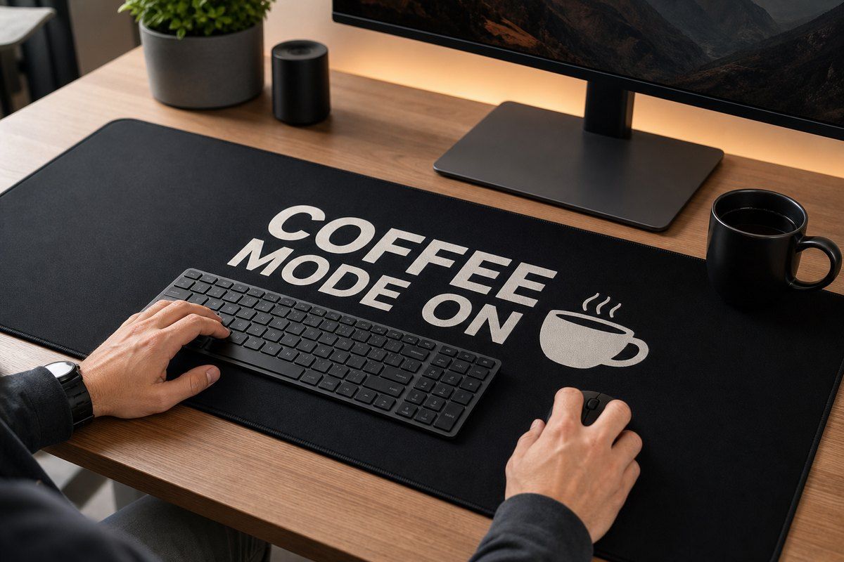 Coffee Mode On Large Desk Mat – Gaming Mouse Pad for Office Setup, coffee lover gift / office product image 1