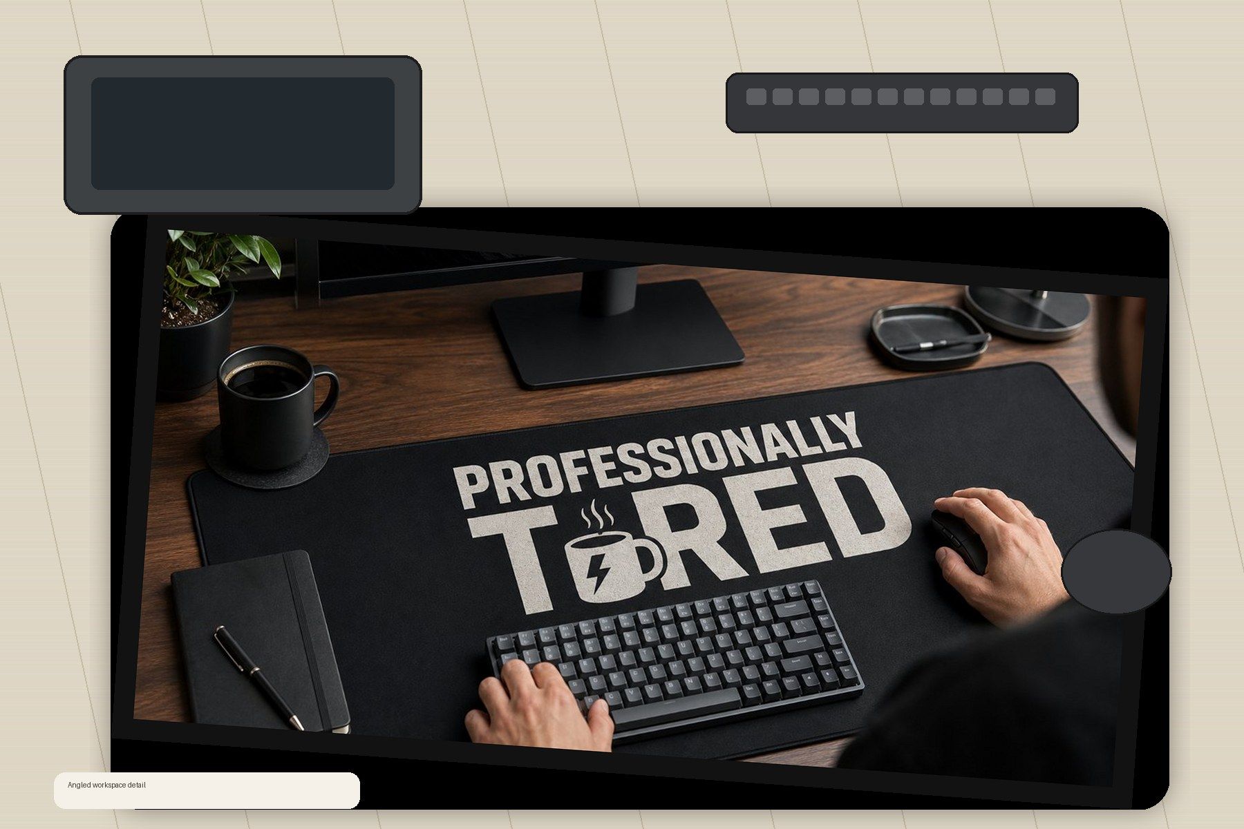 Professionally Tired Large Desk Mat – Gaming Mouse Pad for Office Setup, graphic art / gift product image 2