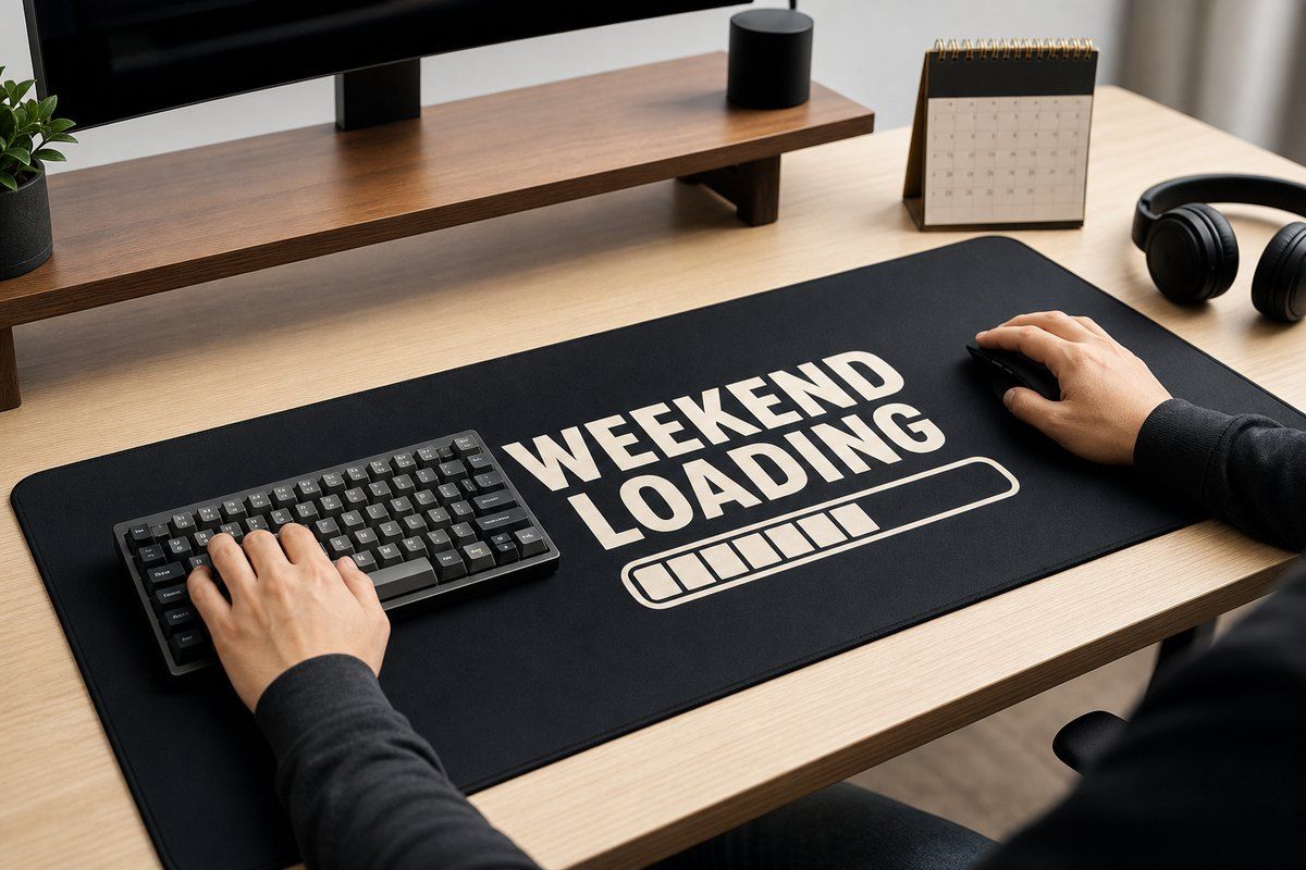 Weekend Loading Large Desk Mat – Gaming Mouse Pad for Office Setup, graphic art / gift product image 1